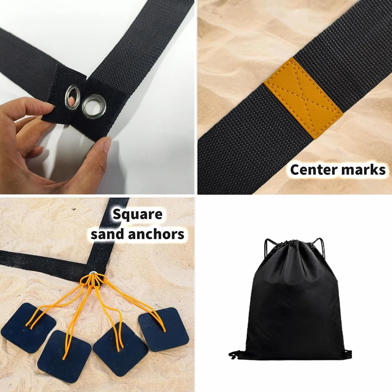 Lignes De Beach Volley Renforcées pour Sable, Délimitations de Terrain de Volley-Ball Robustes, Accessoires de Jeu Extérieur Réutilisables