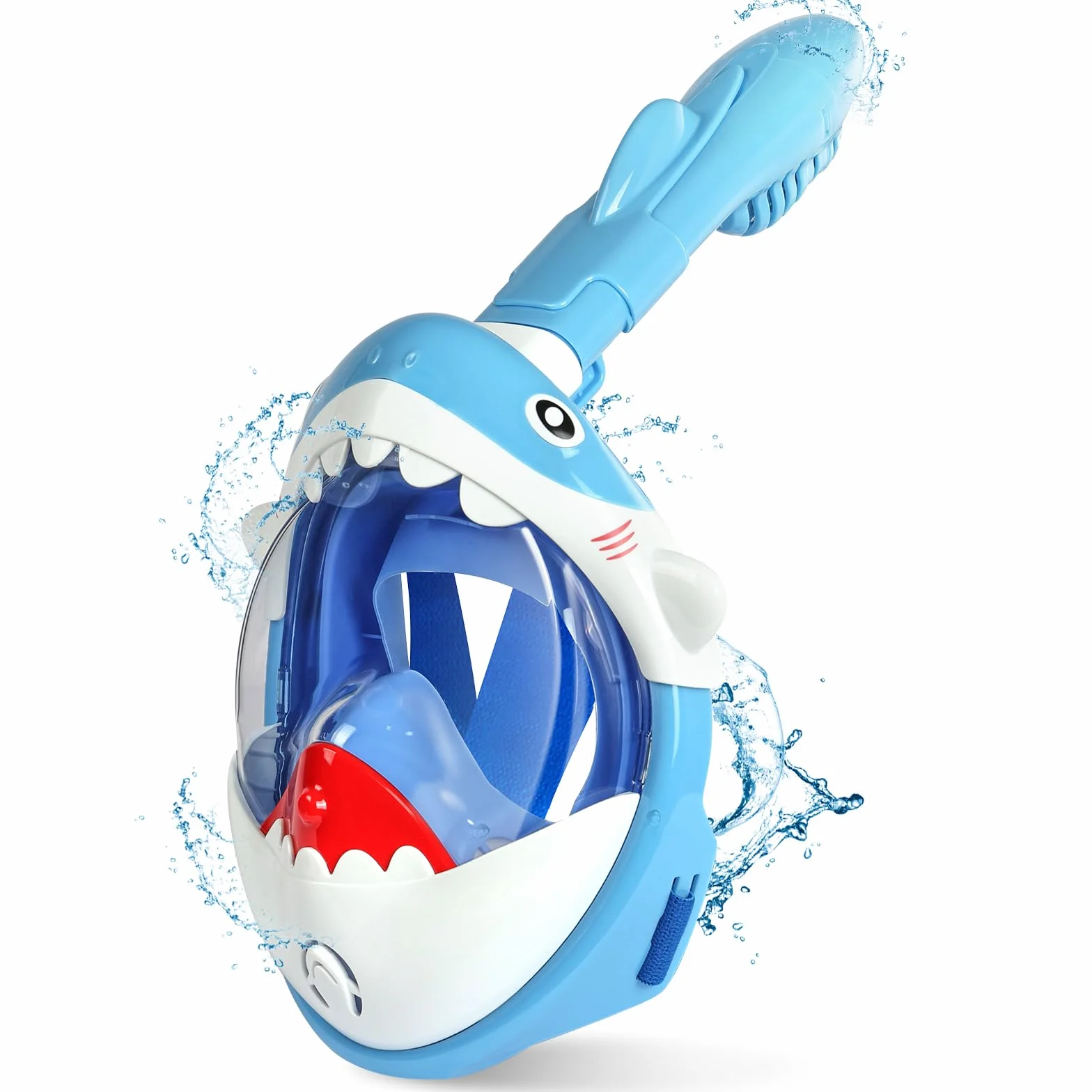 Masque de Plongée Enfants Intégral 180° HD Anti-Buée Anti-Fuite avec Tuba à Couvercle Sec