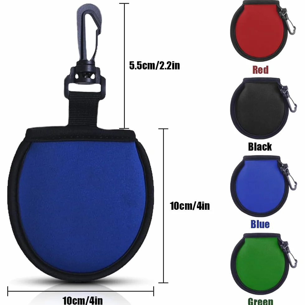 Pochette de Nettoyage pour Balles de Golf Imperméable, Mini Sac de Golf avec Double Couche, 4 Couleurs