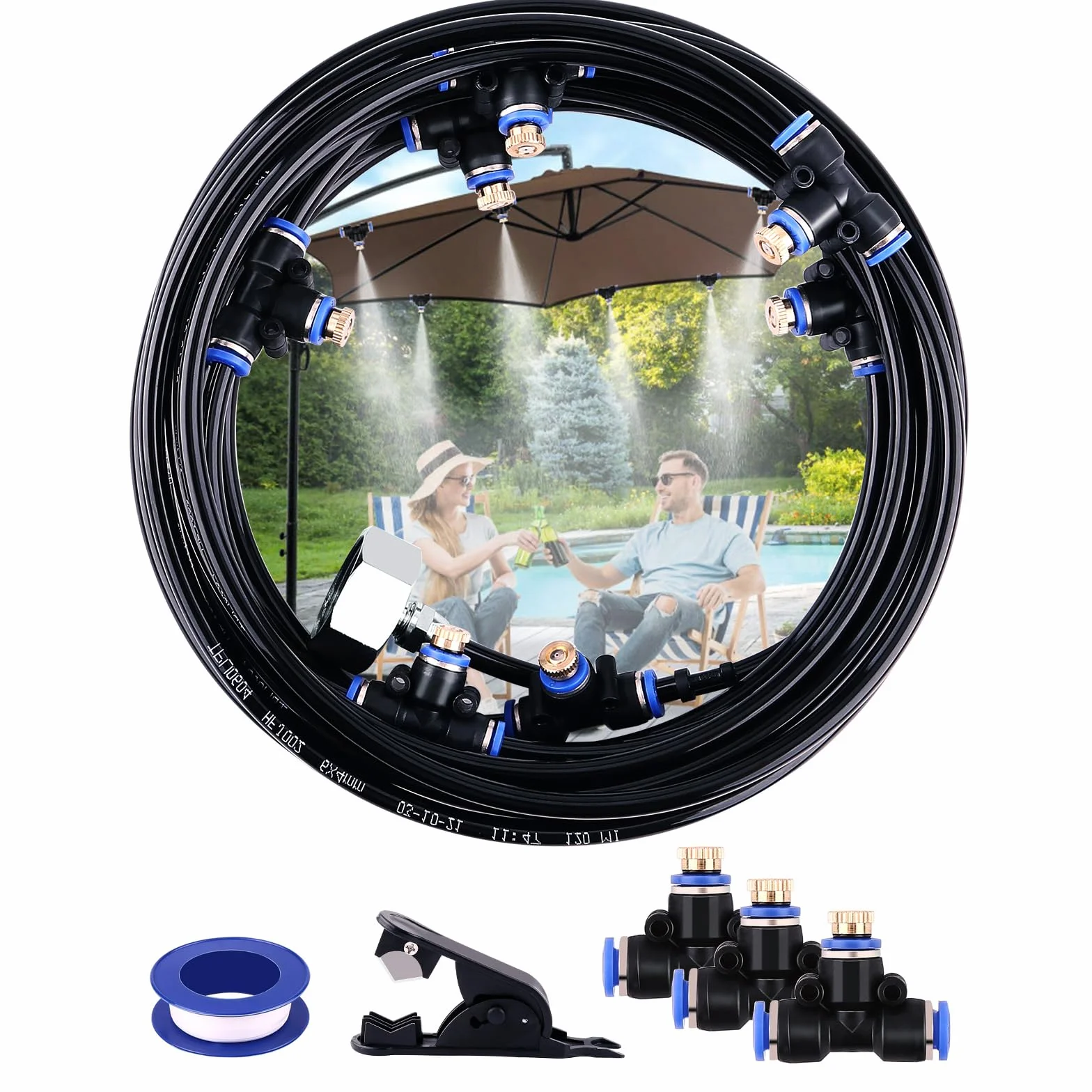 Kit d'Irrigation AGPTEK 20M Système de Brumisateur Extérieur 67pces Brume Refroidissement Jardin Piscine