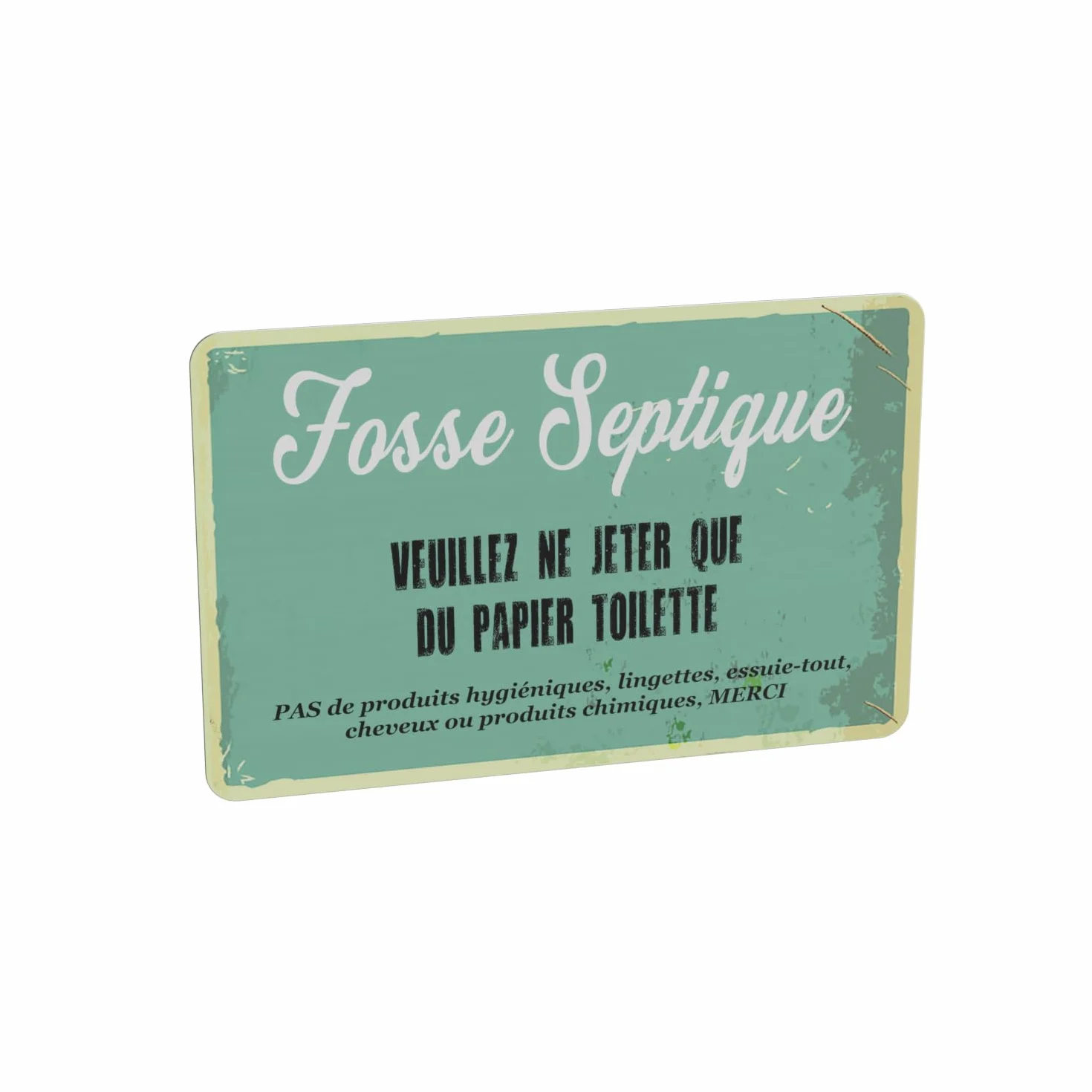Plaque Adhésive Acrylique Fosse Septique Effet Rustique - Texte Imprimé Latex