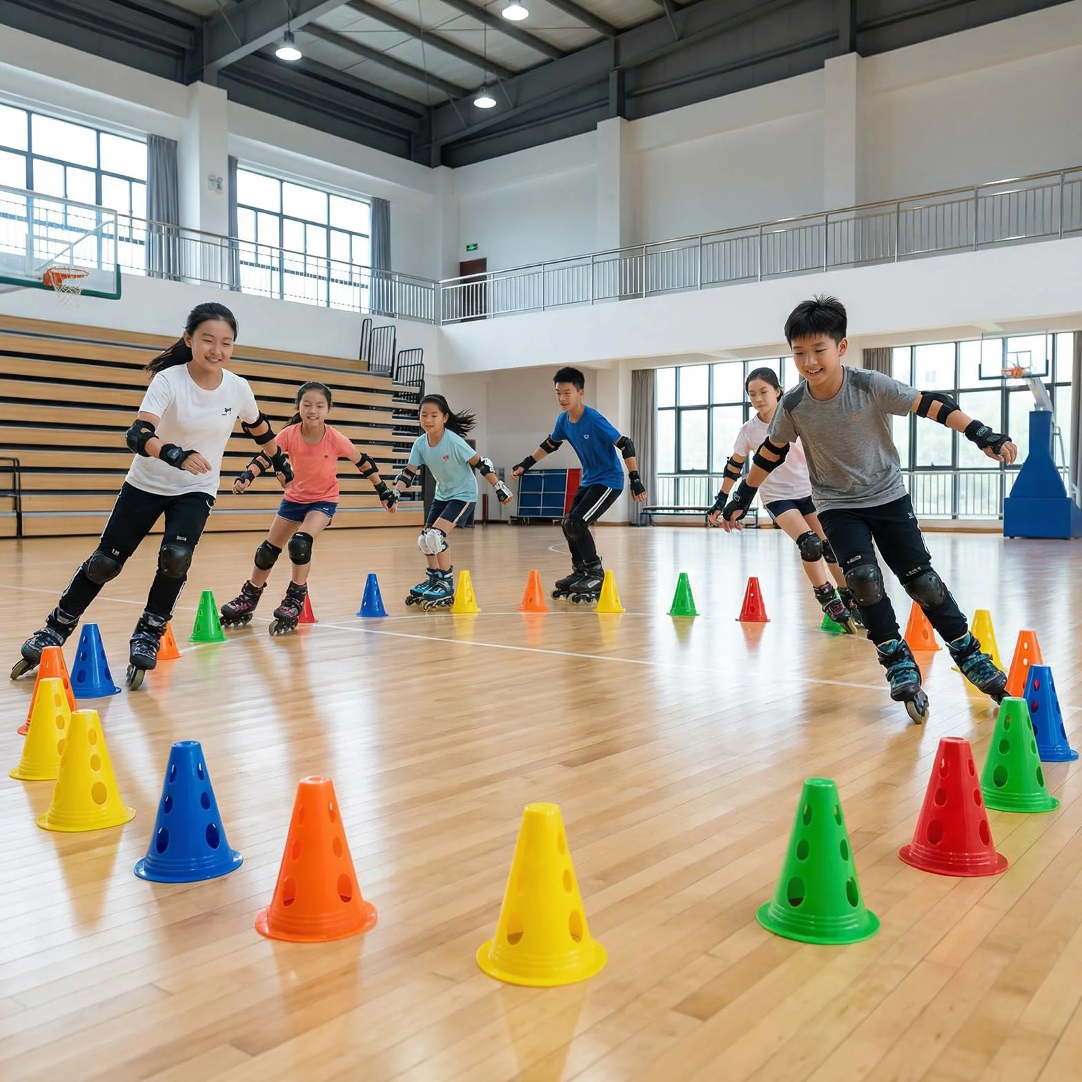 Lot de 25 Cônes d'Entraînement, 5 Couleurs, Plot de Slalom en PE, Plat & Antidérapant, Empilable pour Football, Agilité Canine, Patinage