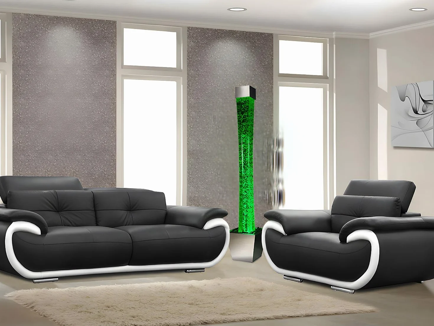 Vente-unique Colonne de bulles d'eau avec pot LEDs GOBIE H.183 cm