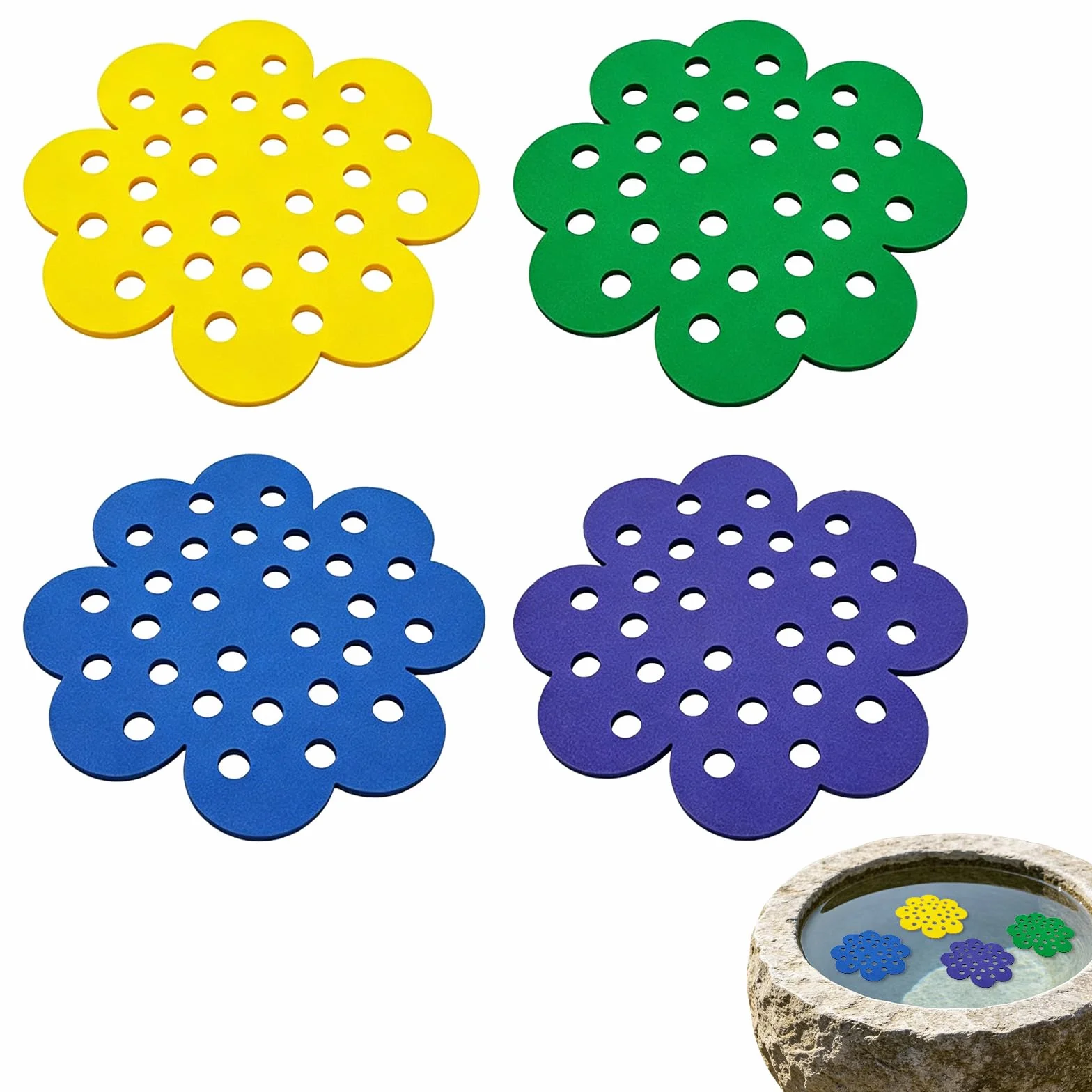 Abreuvoir pour Insectes 4 Pièces avec Îlot Flottant, Point d'Eau pour Jardin Abeilles Papillons