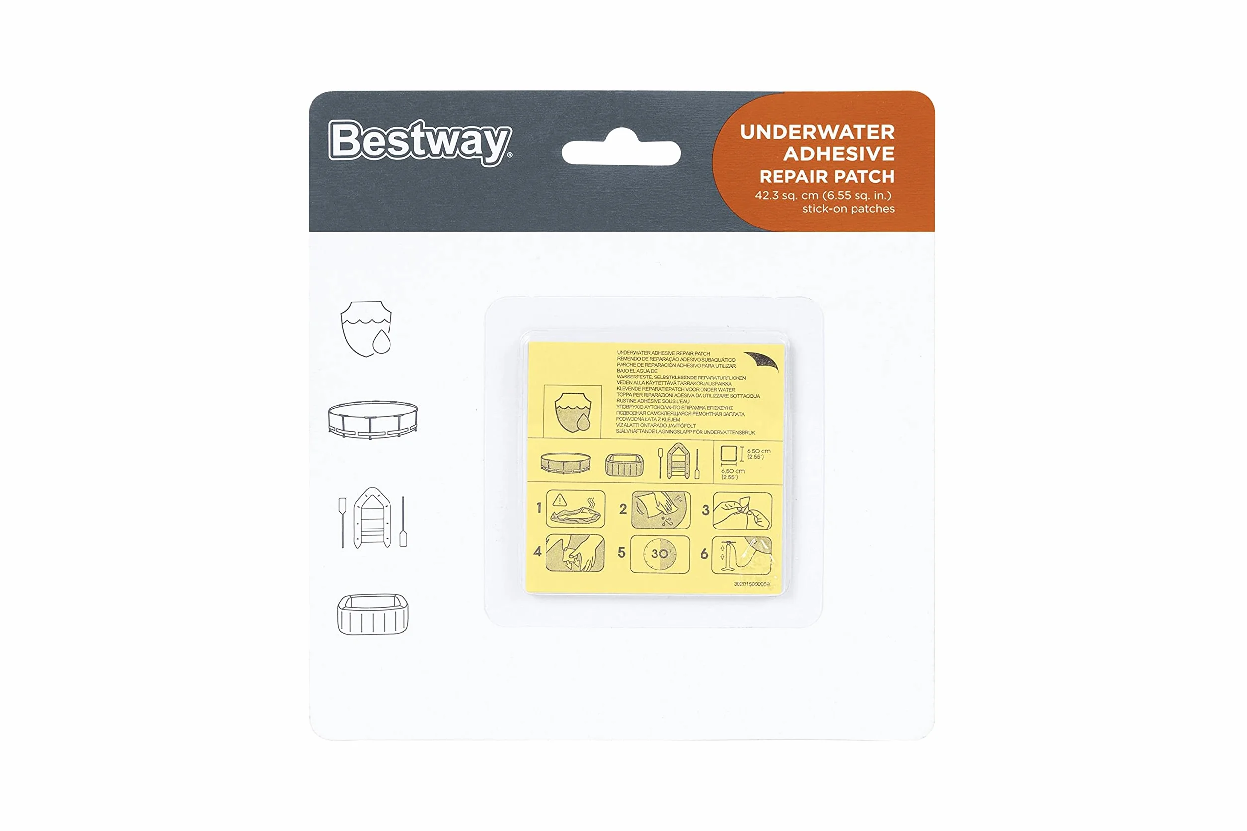 Bestway Underwater Adhesive Repair Patch Kit for Swimming Pool, 10 Patches