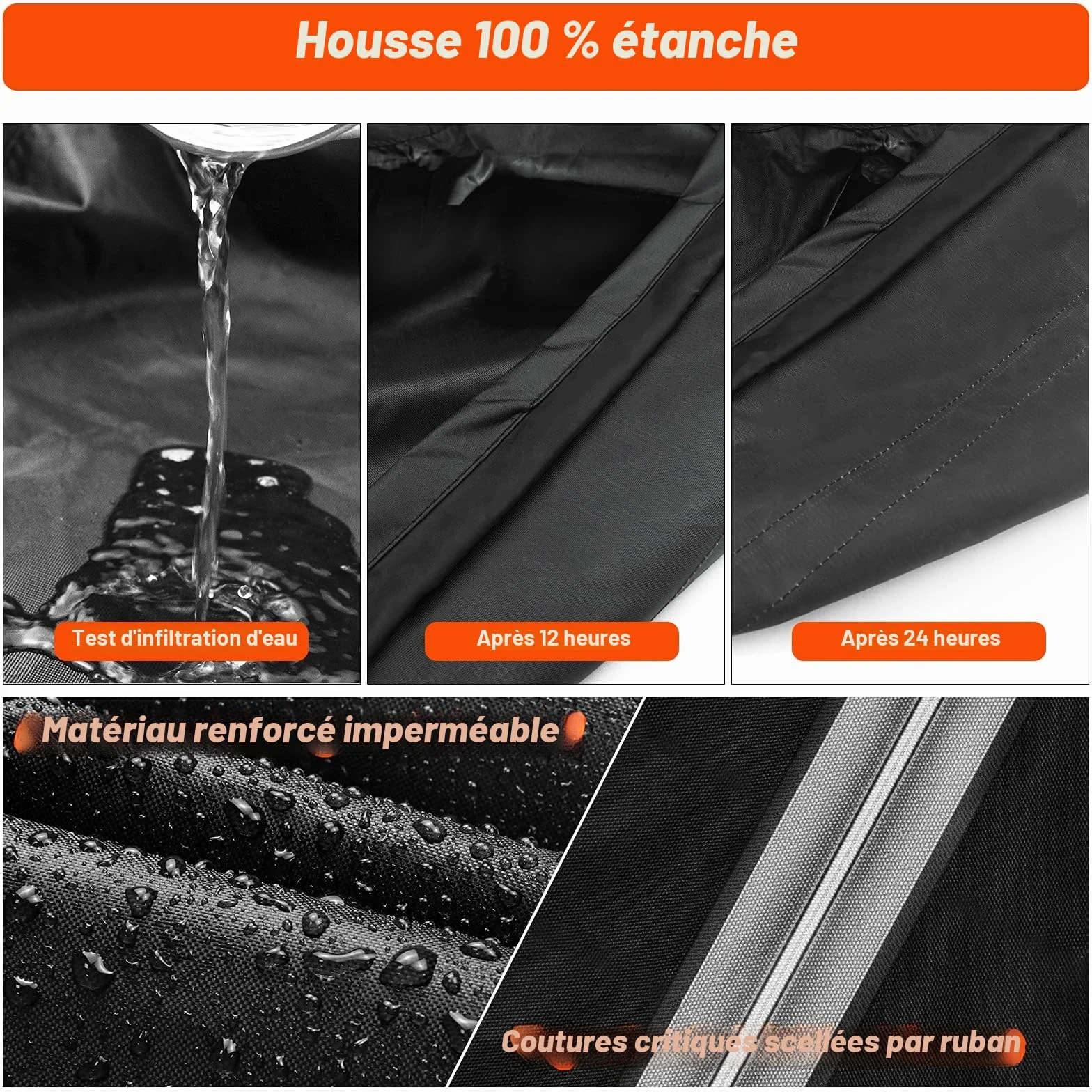 Housse de protection imperméable pour brasero Oxford 600D 80 x 50 cm