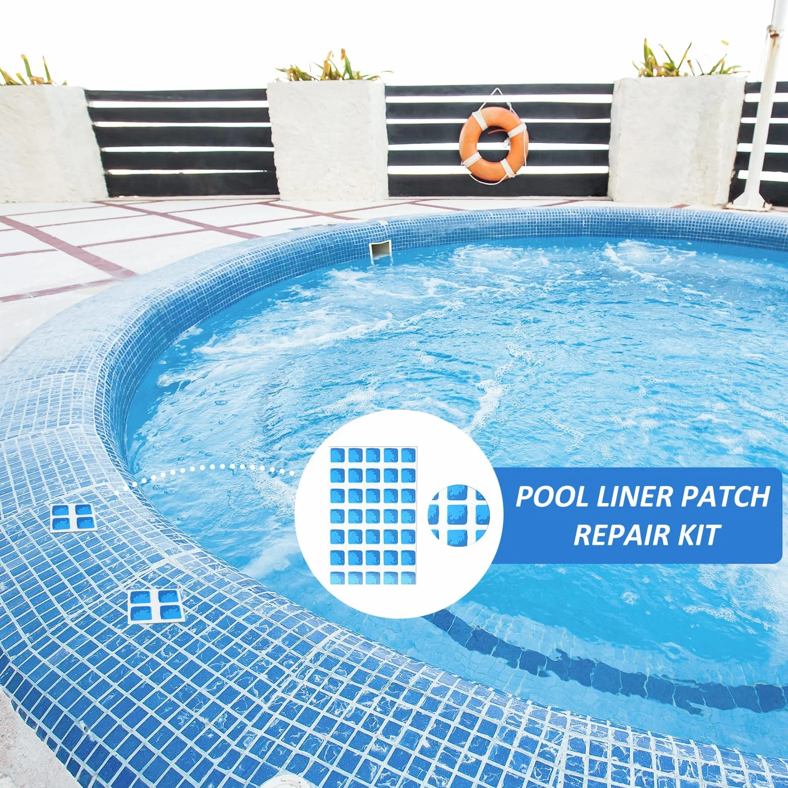 Lot de 12 patchs de réparation en vinyle pour piscine creusée