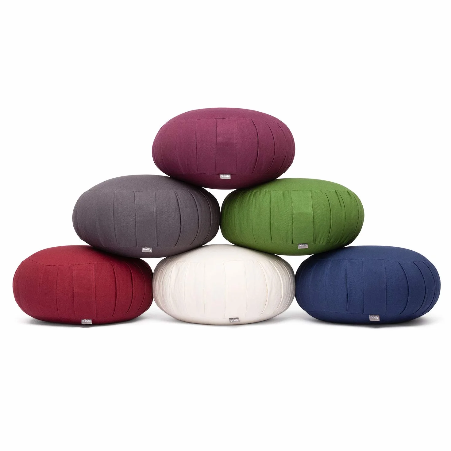 Bodhi Coussin de méditation Zafu ECO Rond avec Plis | Housse en Coton 100% Biologique | Coussin Garni d'épeautre Biologique | Hauteur d'assise 20 cm