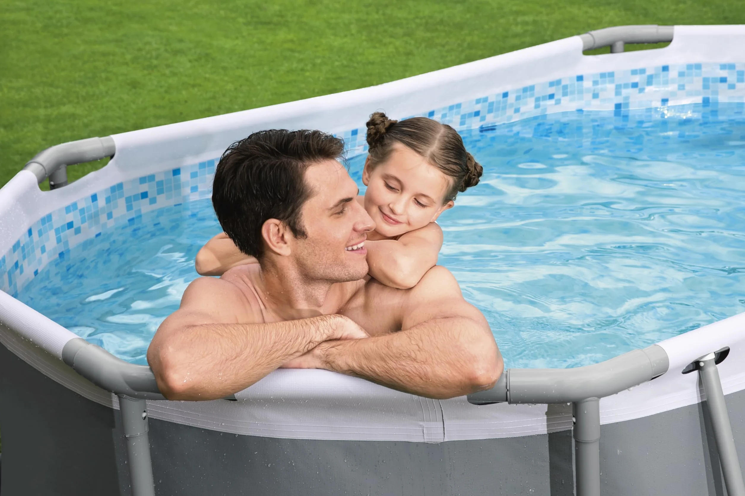 Bestway Power Steel Frame Pool Set 305 x 200 x 84 cm gris ovale