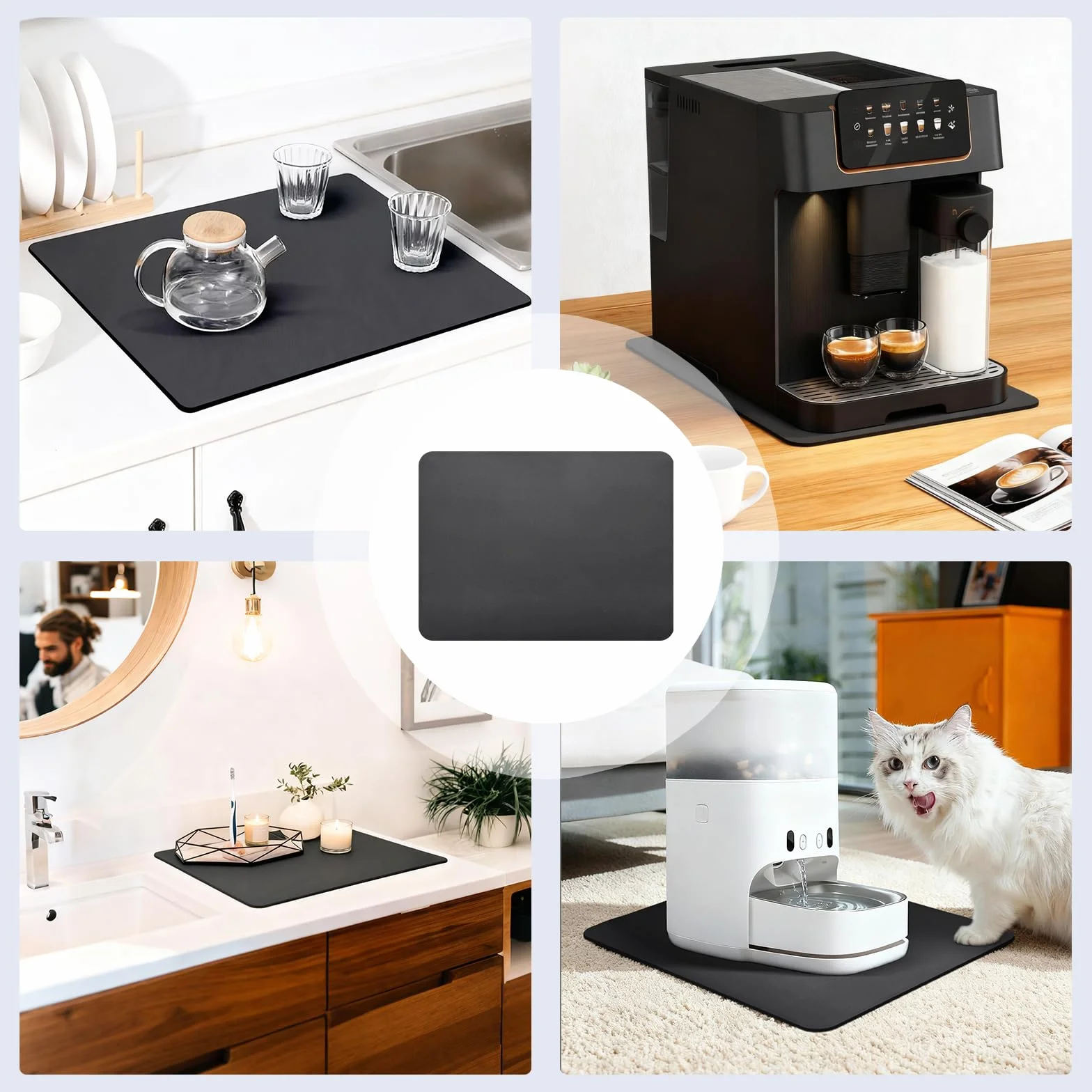 Sous-plat pour Machine à Café 40x30 cm Tapis de Protection Anti-gouttes