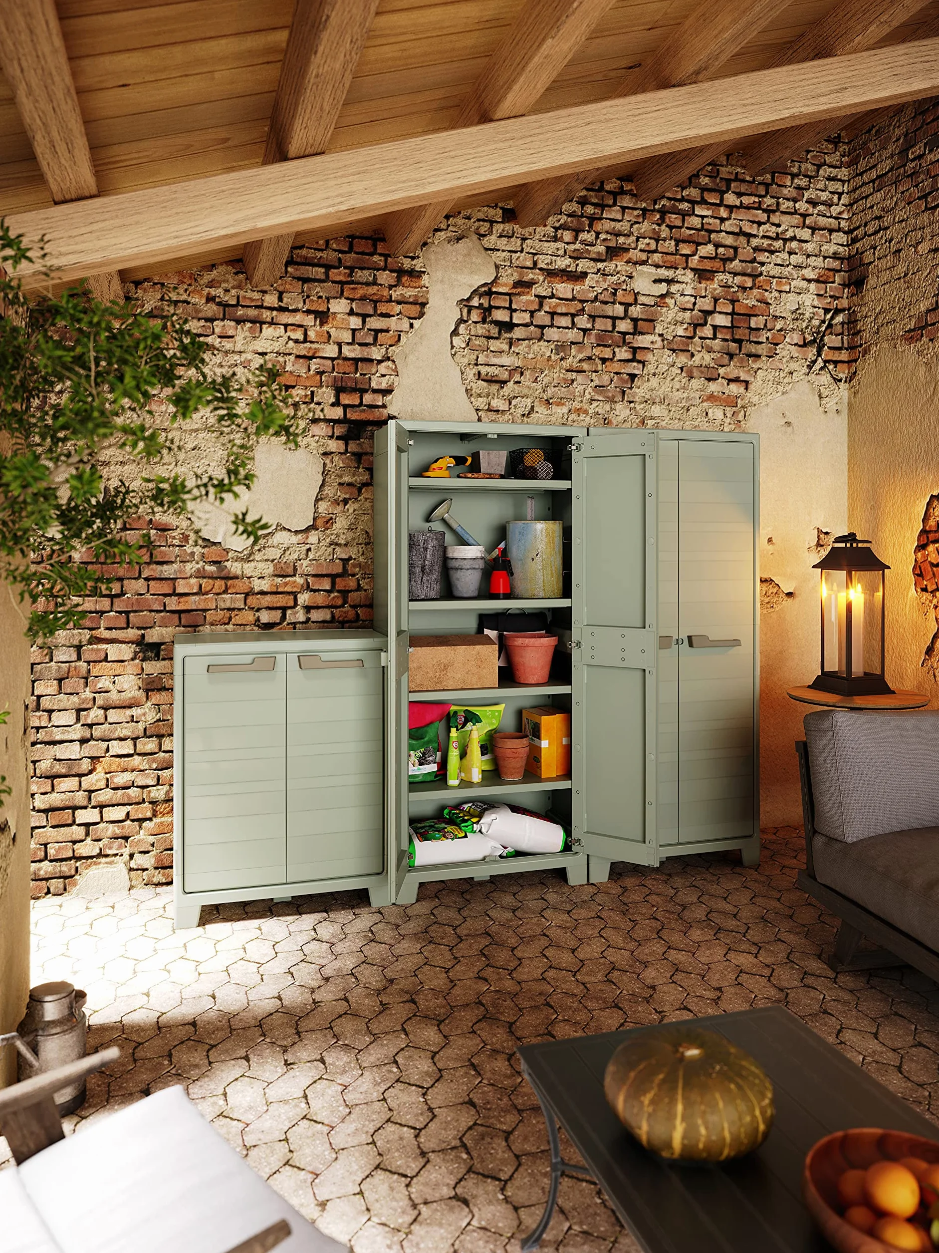 Keter Armoire Utilitaire Planet Outdoor Résine 80 x 44 x 182 cm Vert Jade