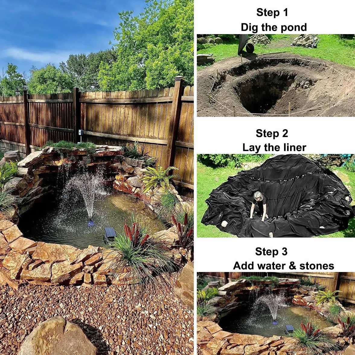 Bâche de bassin noire 10 x 10 m résistante aux UV 5 mm épaisseur pour bassin