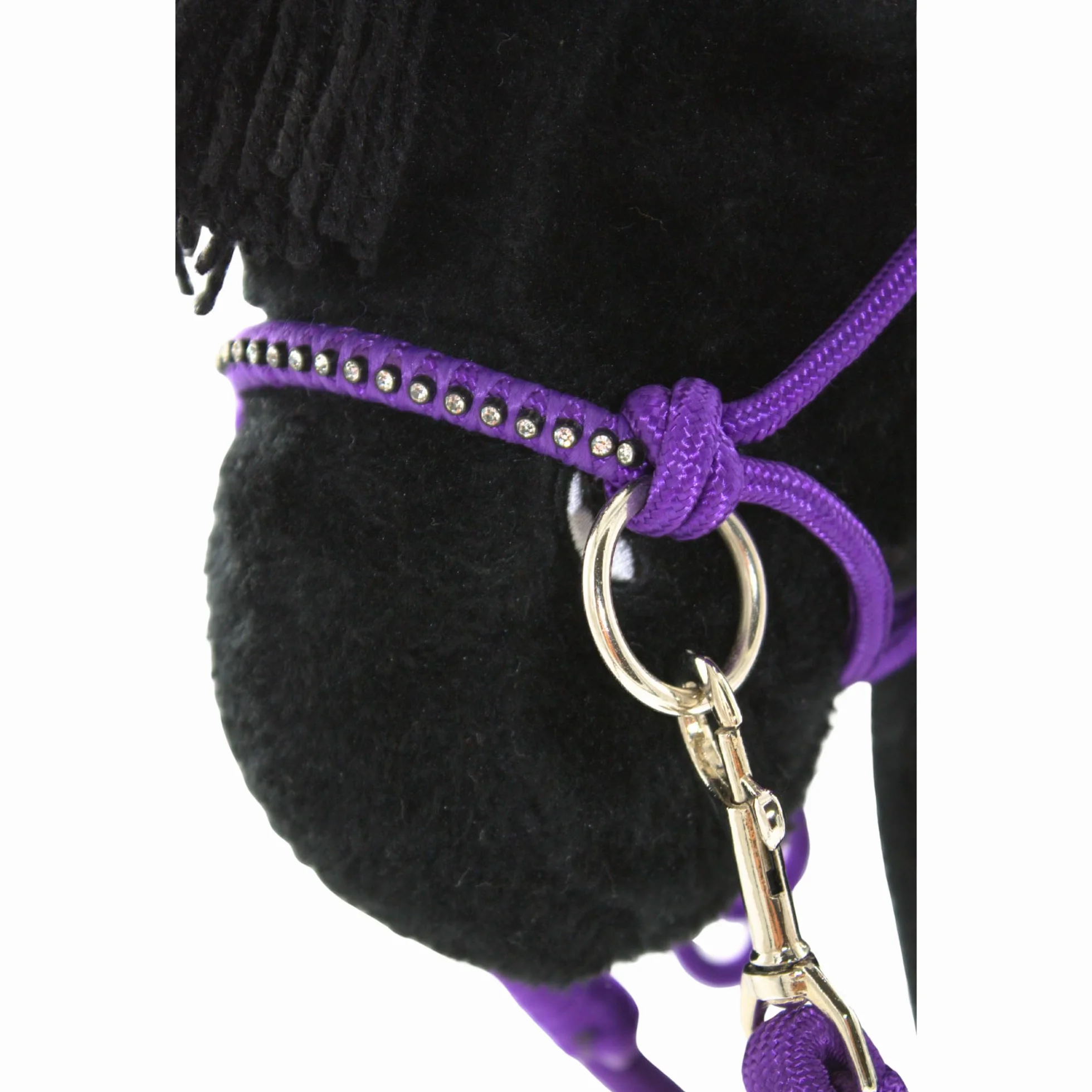 PFIFF Hobby Horse 103130 Little Mustang Licol à nœuds avec rênes Taille réglable avec Strass Violet