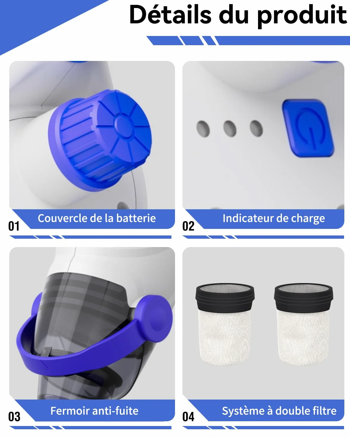 Aspirateur Piscine Manuel 60 Min Autonomie avec Filtres et Brosse pour Piscine Spa Jacuzzi