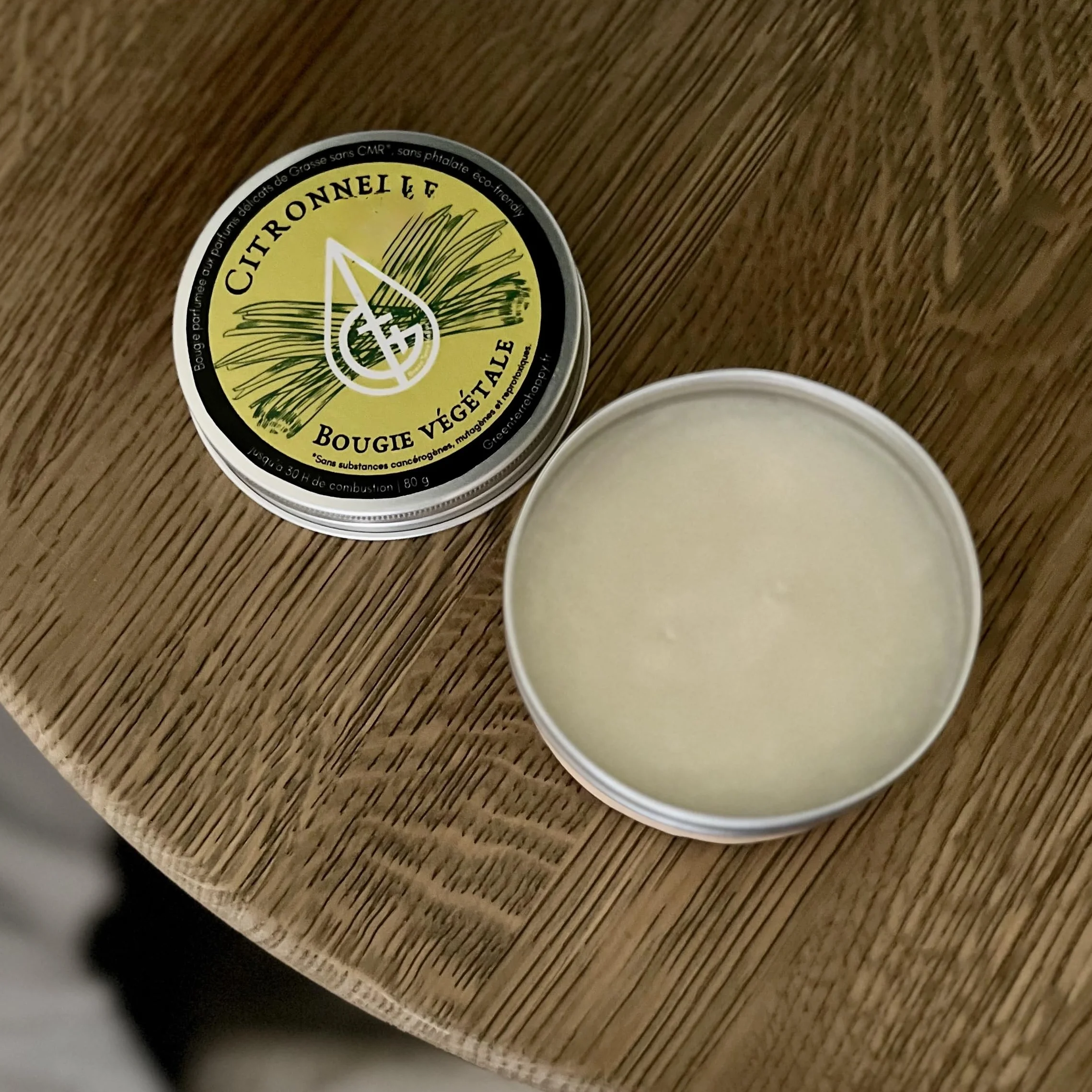 Bougie citronnelle parfum naturel Green Terre Happy