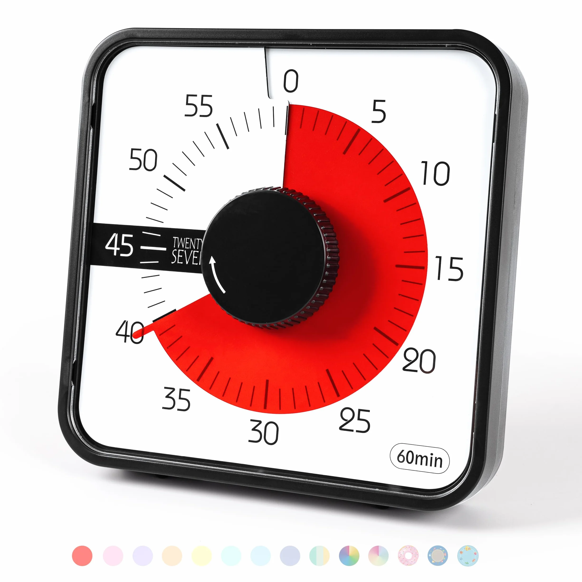 Minuteur à rebours 19 cm visuel pour salle de classe cuisine bureau noir