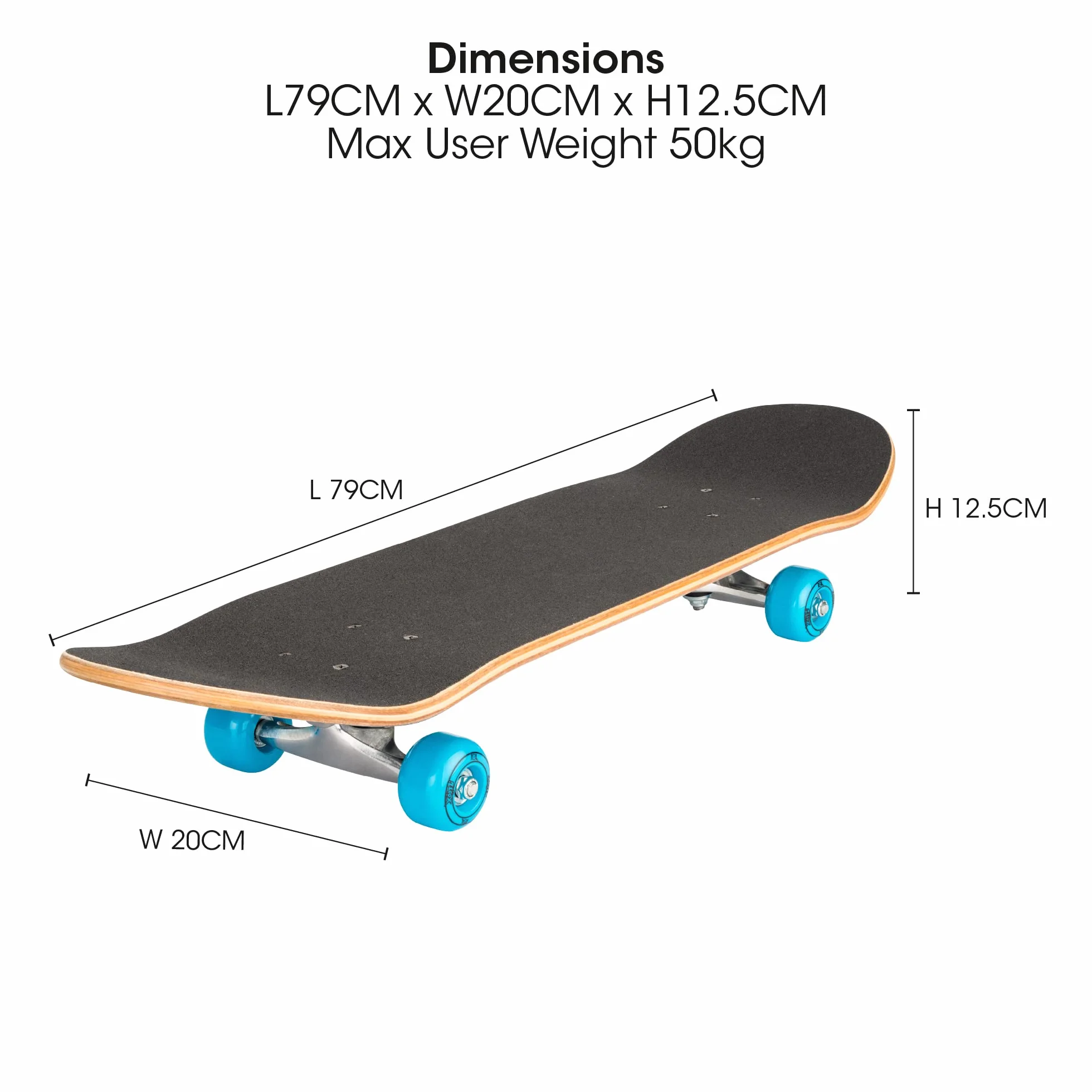 Xootz 31” x 8” Complete Skateboard for Beginners, 9 Ply Maple Deck, Double Kick Standard Board, for Boys and Girls, Multiple Colours