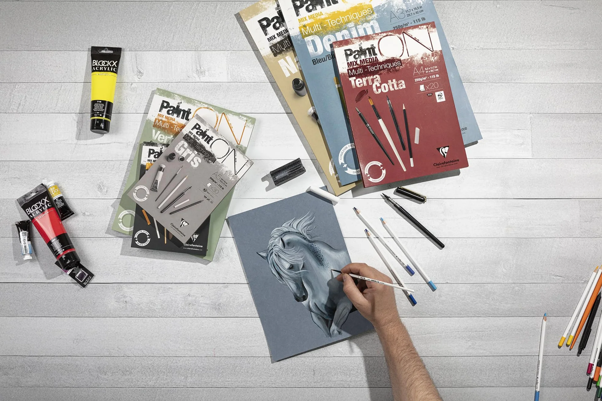 Clairefontaine 96540C Bloc Collé PaintON Multi-techniques Papier Dessin A4 250g 30 Feuilles