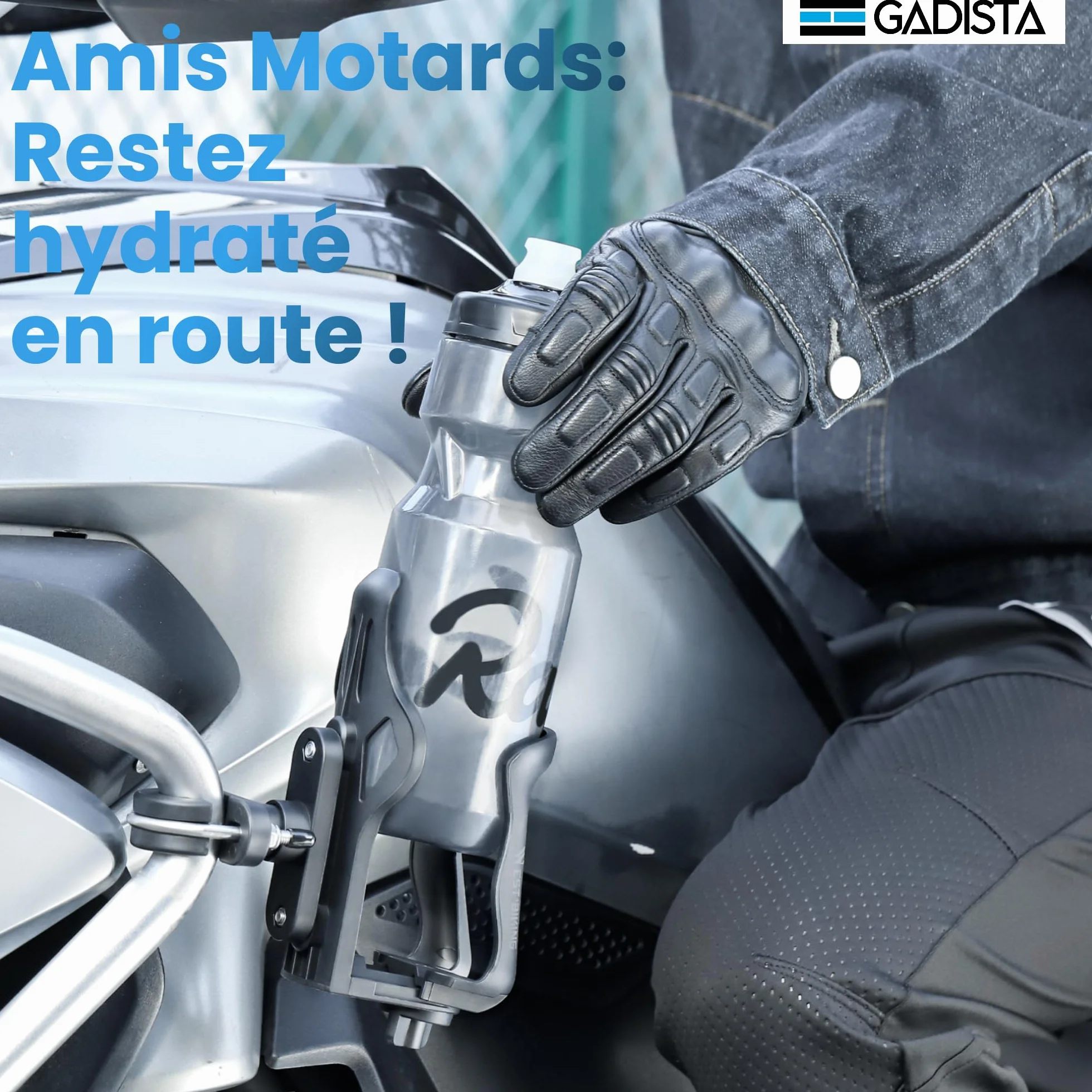 GADISTA France, Porte bidon Velo/Moto/Trott, Porte Gourde VTT, pour Bouteilles de 48-80 mm, Barre Horizontale ou Verticale, Maintien Ferme et Sécuritaire, Patins Antidérapants, Installation Facile