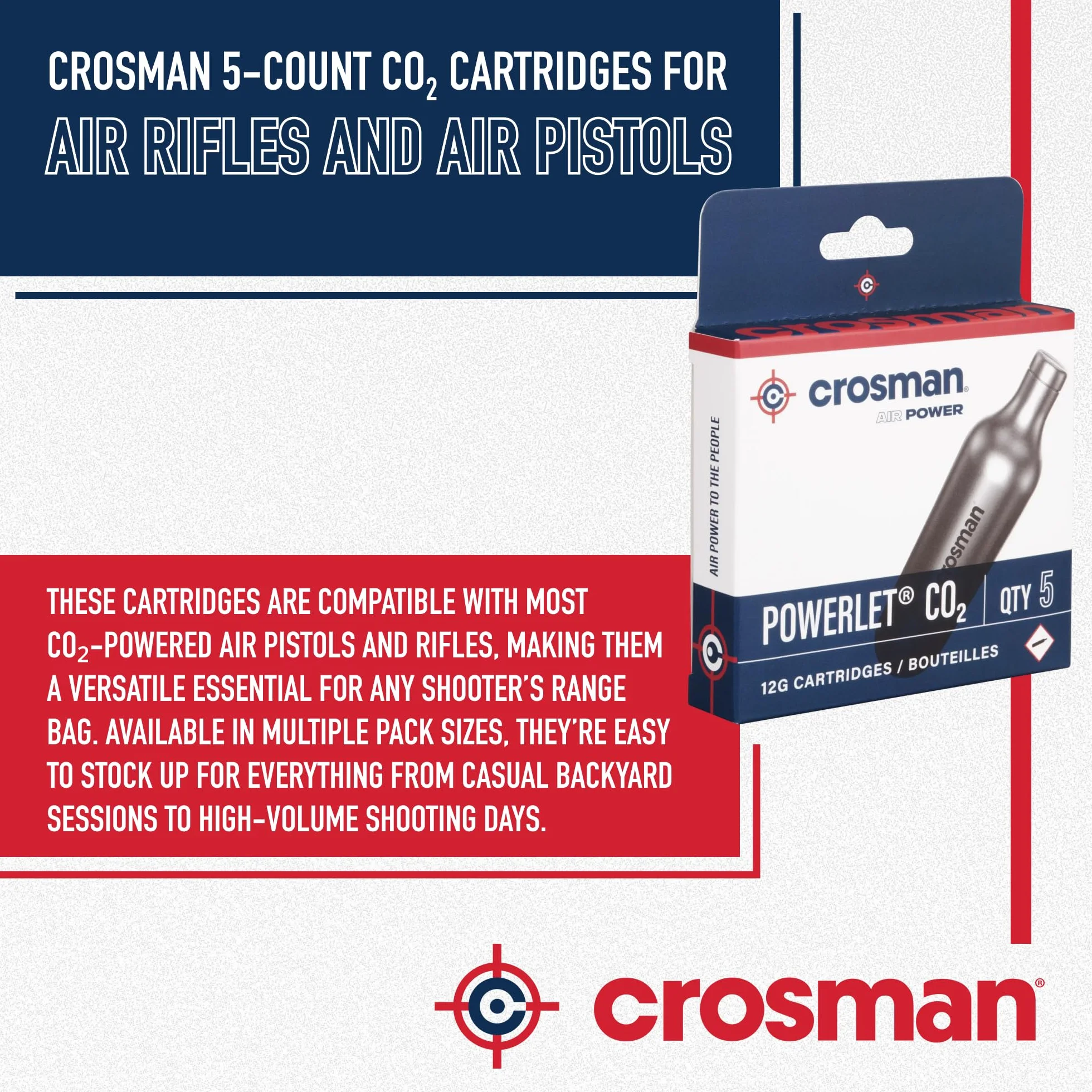Crosman 5 Nombre 12g Powerlet Cartouches de CO2