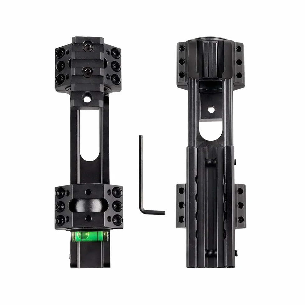 Support De Lunette Optique Double Anneau en Alliage D'aluminium 25,4/30 mm avec Niveau À Bulle Rails Picatinny Décalés