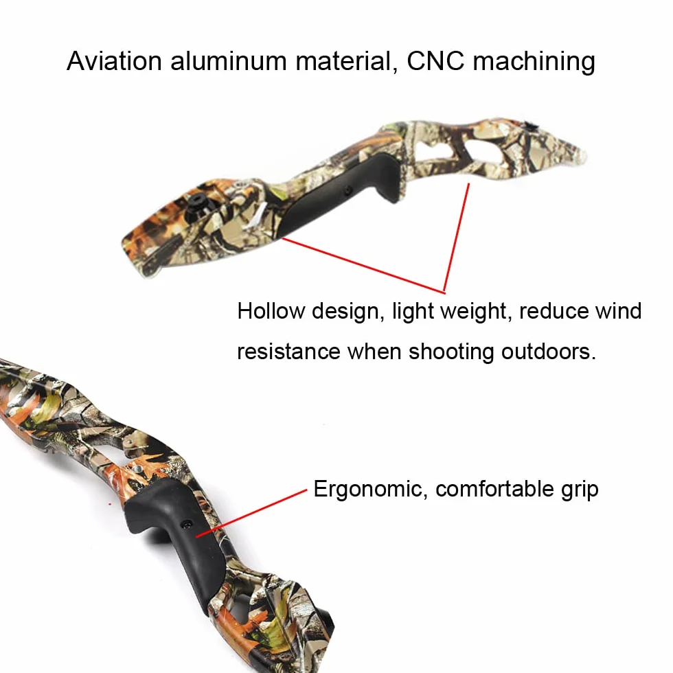 SHARROW 30-40lbs Arc Classique Takedown Arc Recourbé 64 Pouces Arc de Chasse Arc Long Traditionnel Arc de Compétition de Tir à l'arc (Camo, 30lbs)