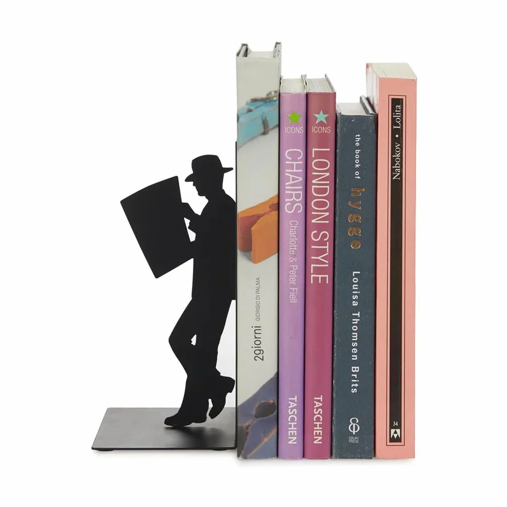 Balvi The Reader Serre-Livres décoratifs en métal Couleur Noire Design Original