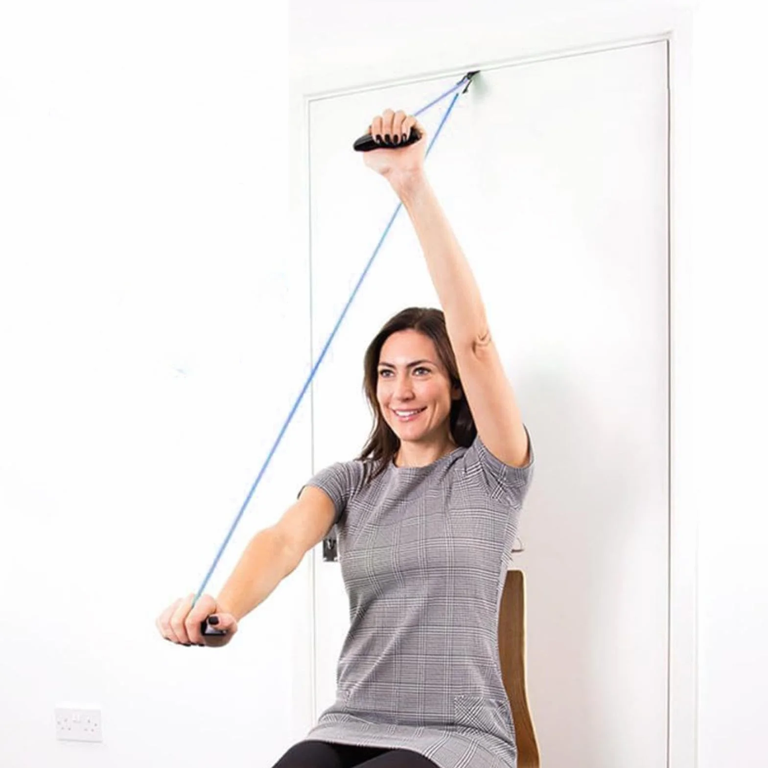 Disque d'épaule - Système de porte - Rééducation par porte Easy Mount - Design ergonomique - Construction anti-rayures - Deux poignées pour les séances de récupération de thérapie à domicile