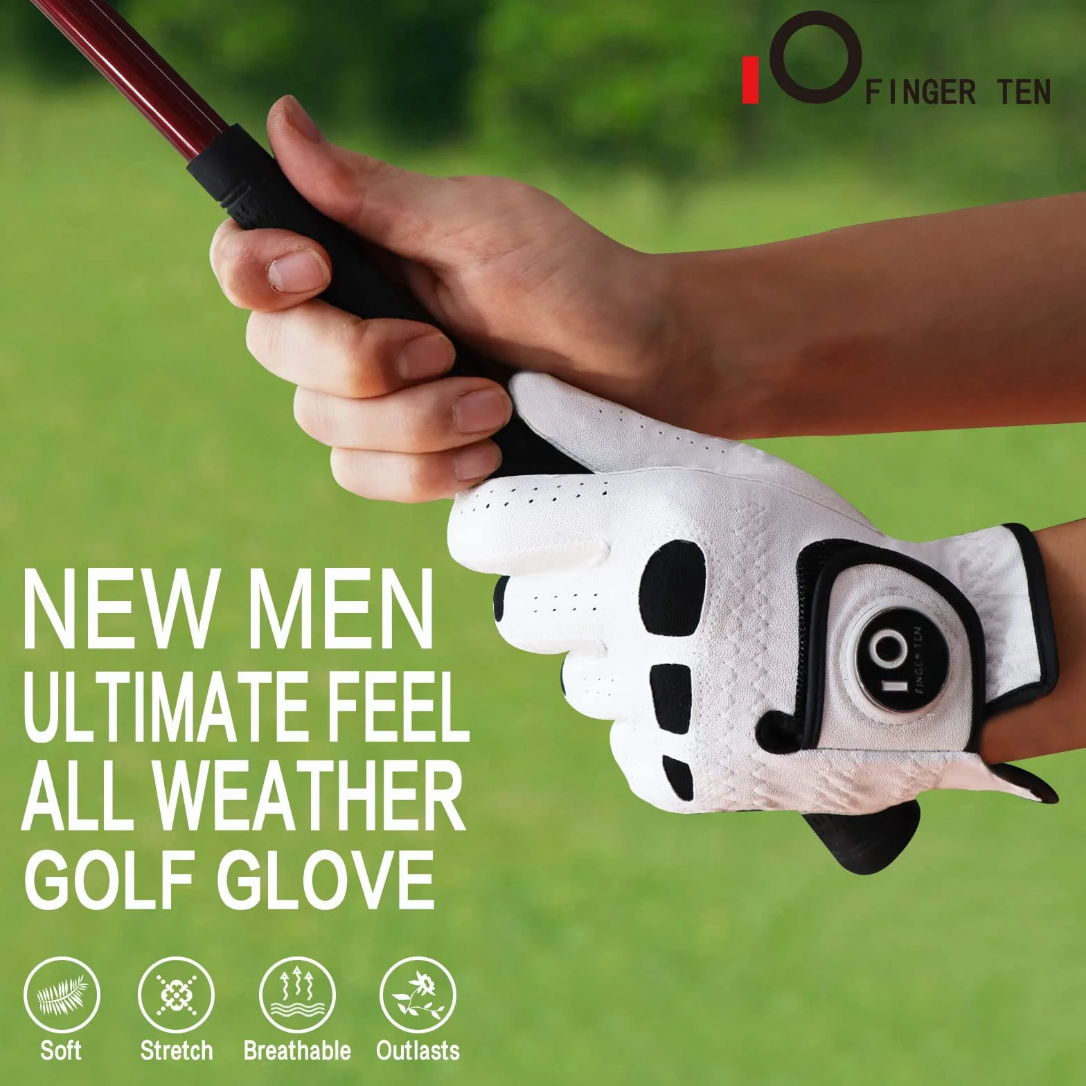 Gants de Golf Cuir Hommes Paquet de 2 FINGER TEN