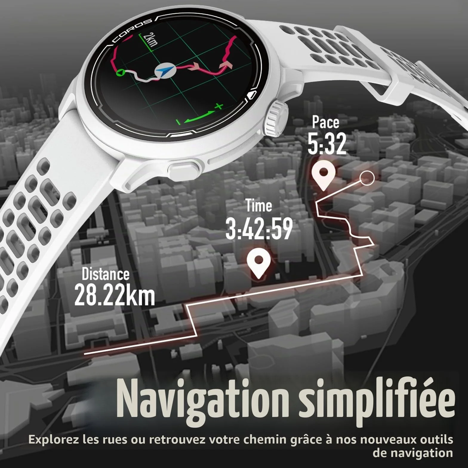 COROS Pace 2 Montre GPS de Sport Cardiofréquencemètre 20 Jours Batterie Baromètre Suivi du Sommeil Course à Pied