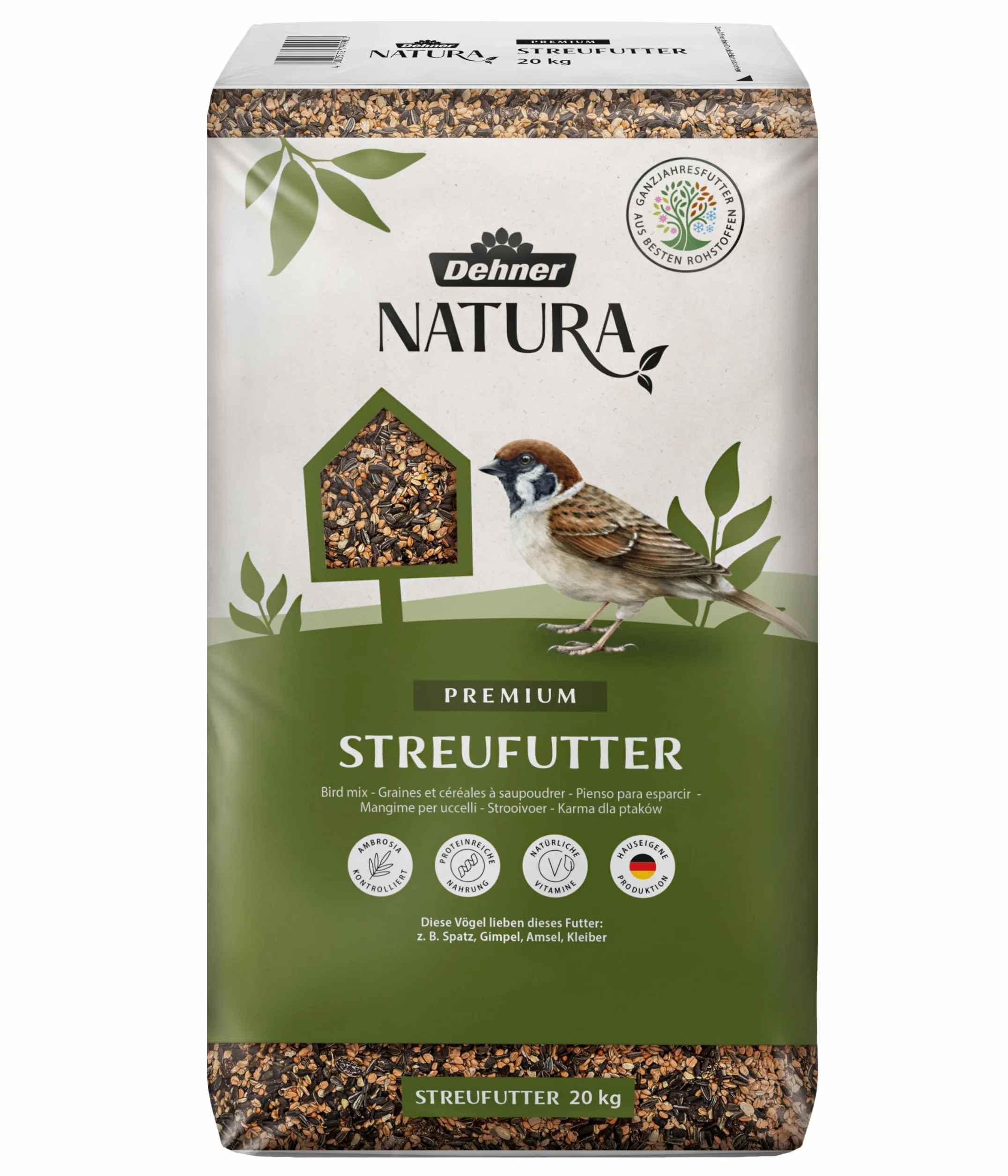 Dehner Natura Premium Nourriture pour Oiseaux Sauvages, mélange de graines, 20 kg