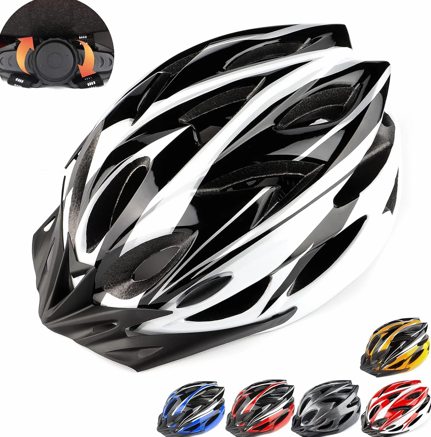 Casque de vélo pour Adulte Homme Femme - Corps EPS + Coque en Polycarbonate - Casque de VTT avec visière et Rembourrage Amovibles - Casque de vélo réglable 58-61 cm