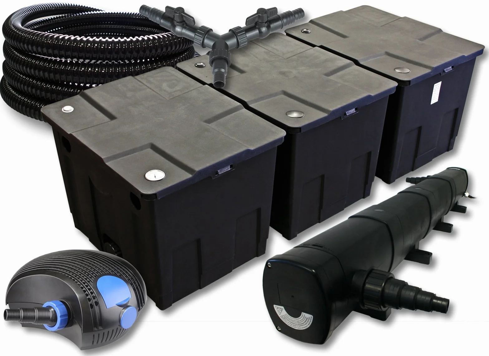 SunSun CBF-350C Filtre de bassin 90000 L Biologique CTF-12000 Pompe 12000l/h 100W CUV-272 Lampe UV 72W 25m Tuyau 25mm