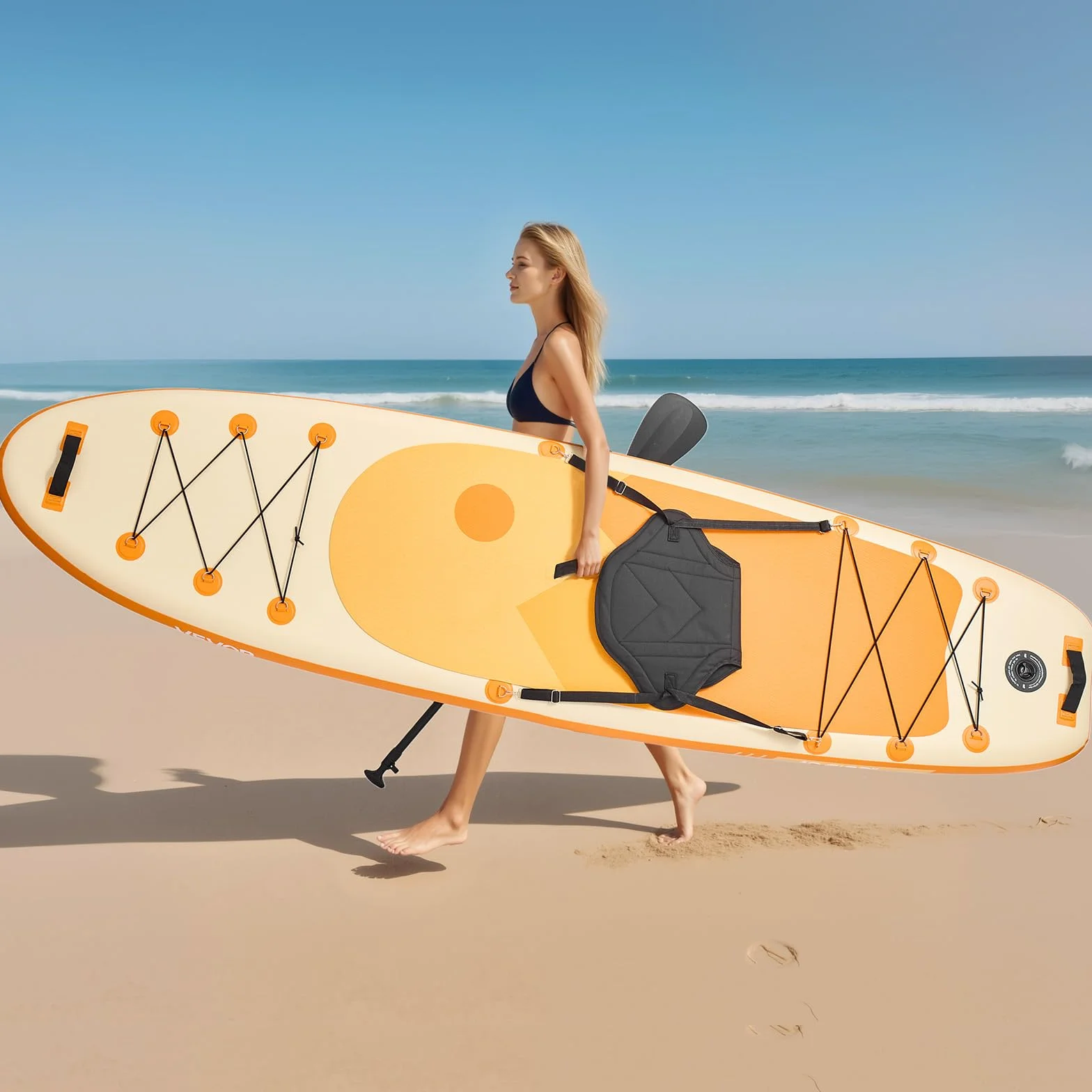 VEVOR Paddle gonflable avec siège, 304,8 x 83,8 x 15,2 cm, planche à pagaie debout sup ultra-légère avec accessoires, pompe, pagaie, aileron, sac à dos, laisse de cheville, sangle, pour jeunes adultes
