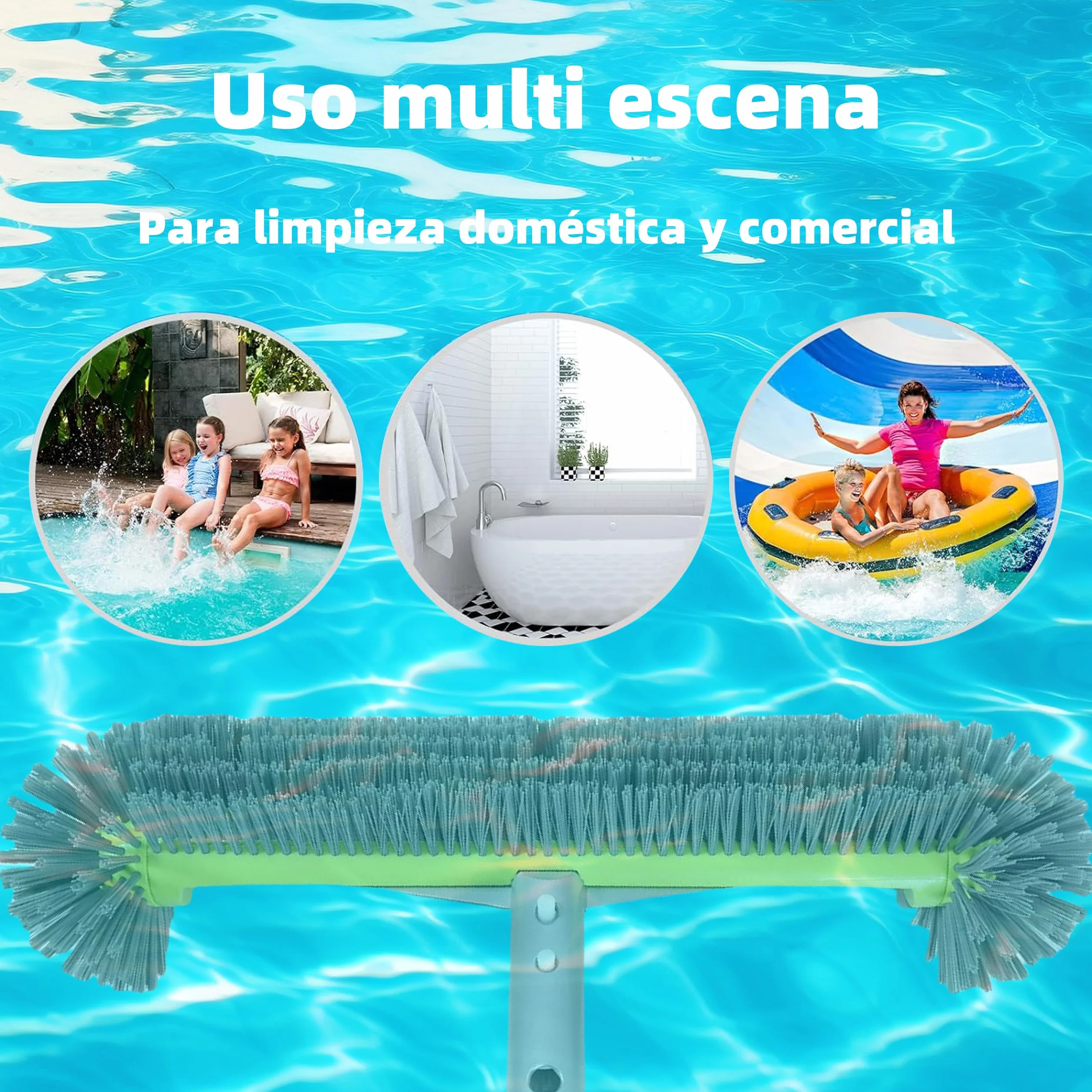 Brosse Piscine Professionnelle 45° Extra Large pour Fond et Parois, Compatible Liner