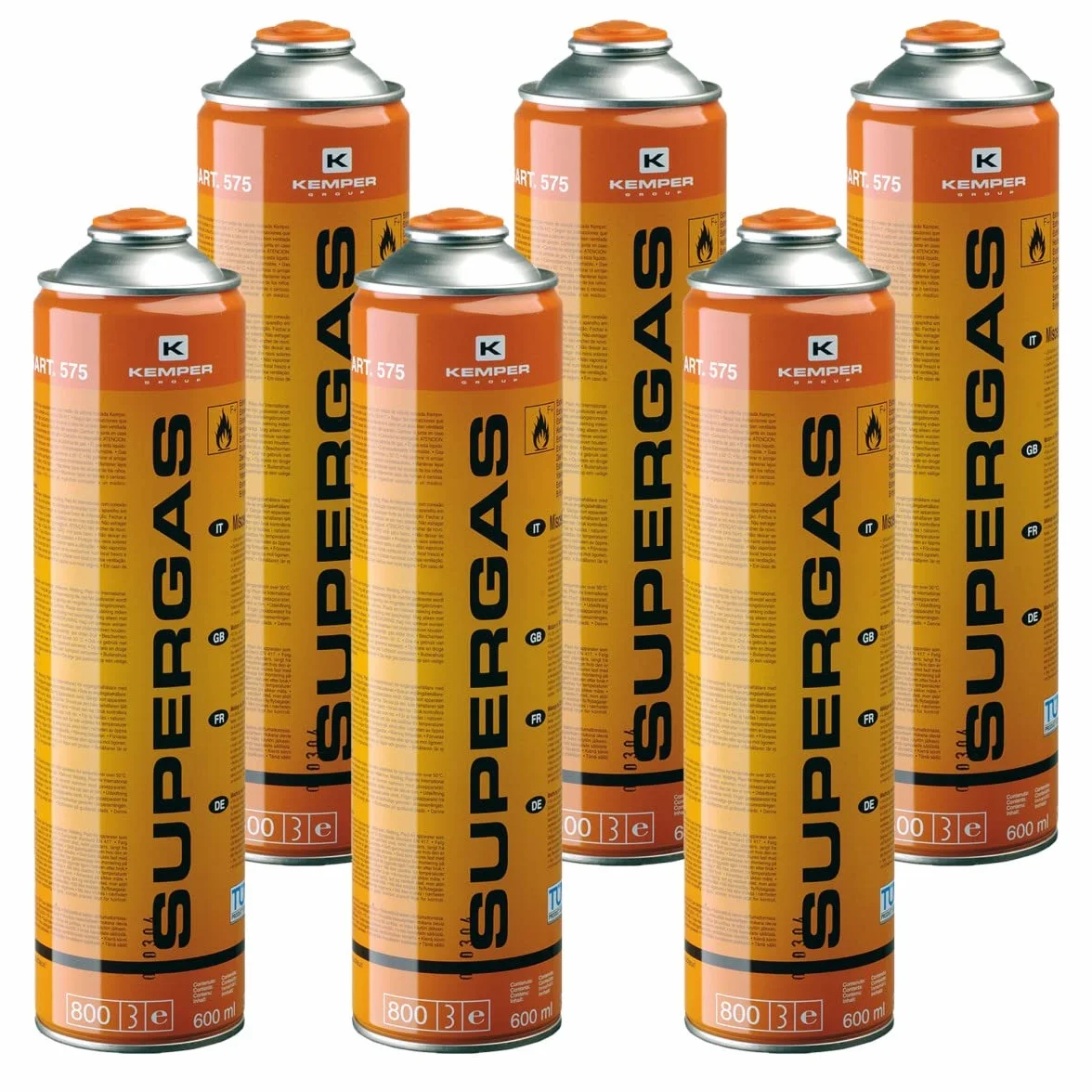 KEMPER - Cartouches gaz 330g Pack de 6 Bouteilles Butane propane 600ml Bonbonne gaz universelle valve 7/16