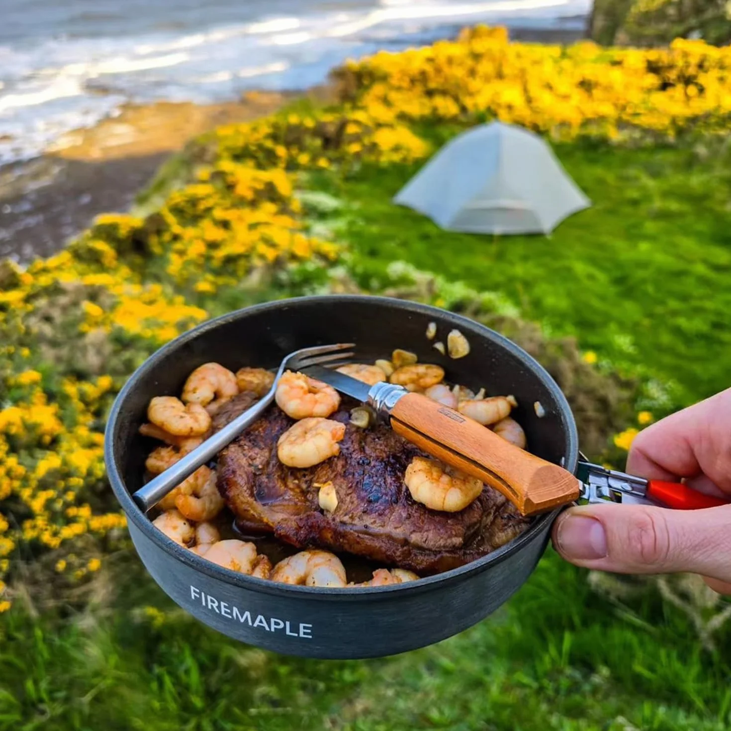 Fire-Maple Poêle à Frire de Camping avec Revêtement Antiadhésif Batterie de Cuisine Casserole Camping Légère et Durable pour La Cuisson Équipement de Cuisine en Plein Air Poêle De Randonnée Portable