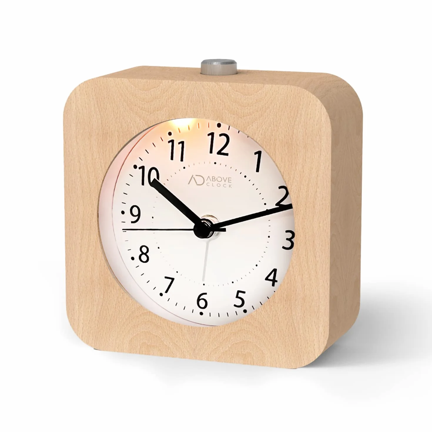 AboveClock Réveil Matin à Piles en Bois Silencieux Analogique de Voyage Lumineux Avec Fonction Snooze