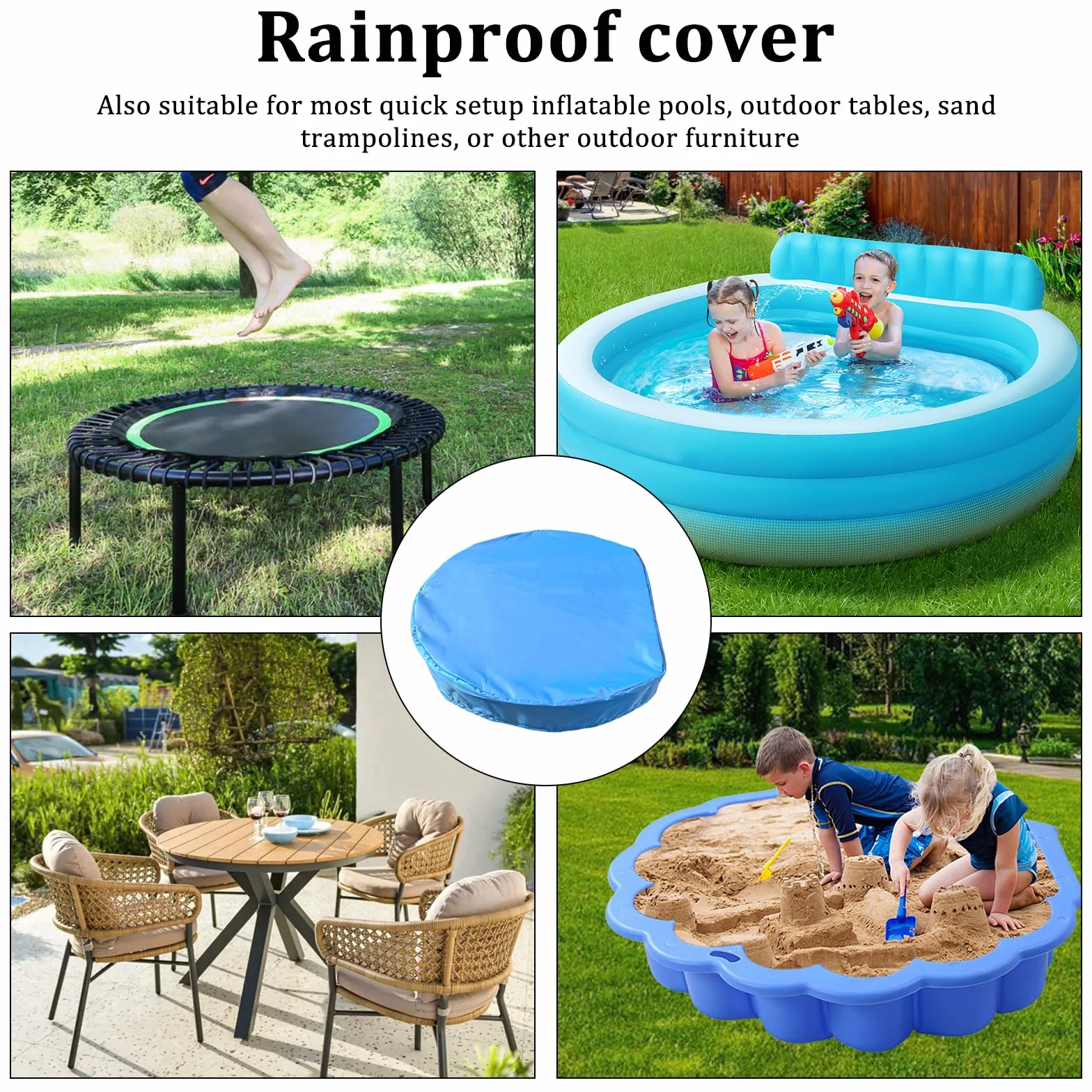 Bâche Bac à Sable Imperméable Oxford avec Cordon de Serrage pour Jardin Extérieur