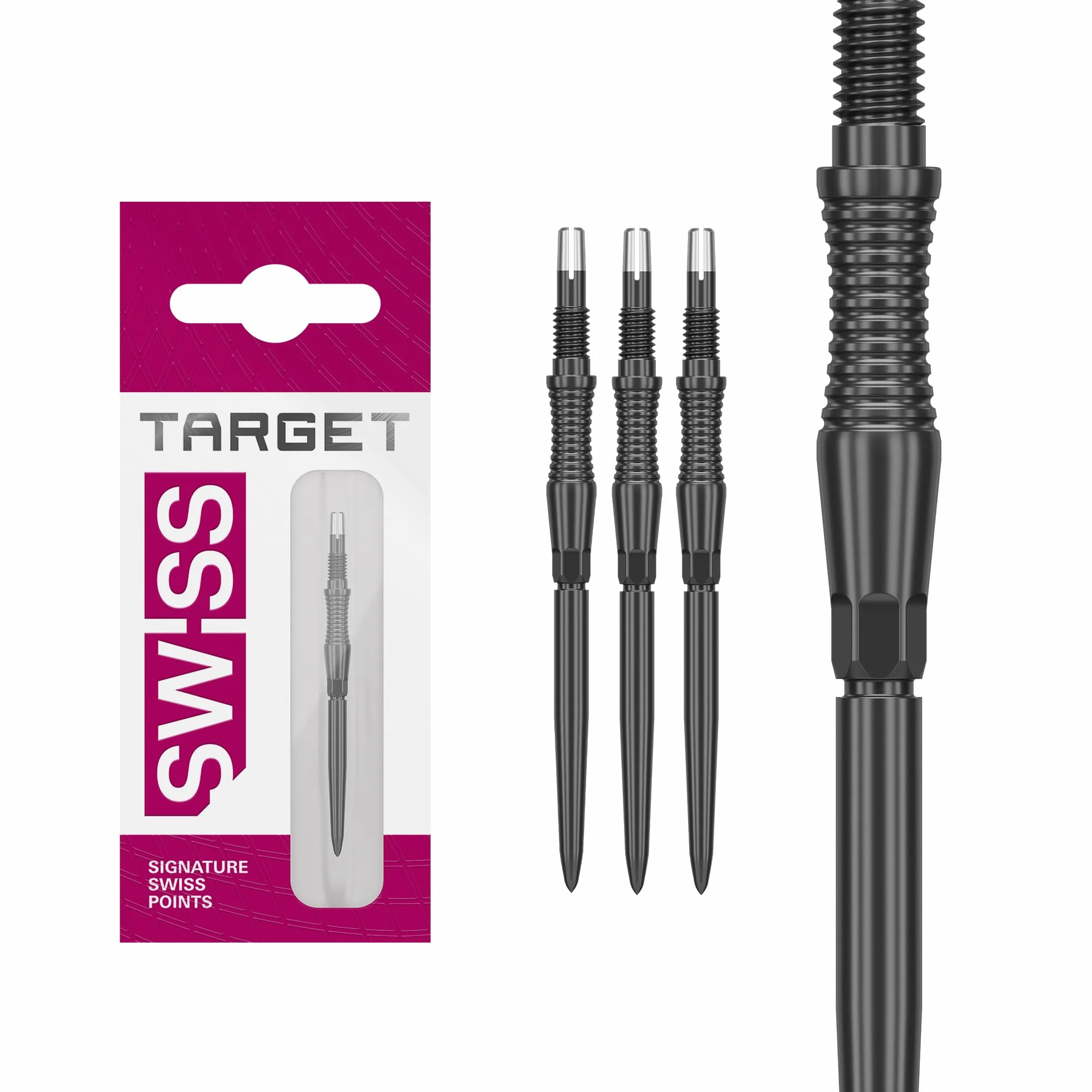 Target Darts Swiss Point Storm Pointes de Fléchettes, RST (Lot de 3 Embouts) 30MM/35MM/42MM – Or/Argent/Noir | Changez Les Pointes de Fléchettes, Les Pointes Swiss Storm, Accessoires Professionnels
