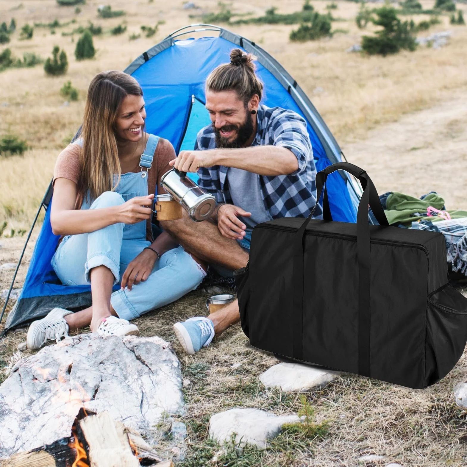 Sac de transport pour réchaud d'extérieur, rangement portable pour outils de barbecue, organisateur d'équipements de protection, porte-ustensiles de gril, petit réservoir accessoires, pliable pour