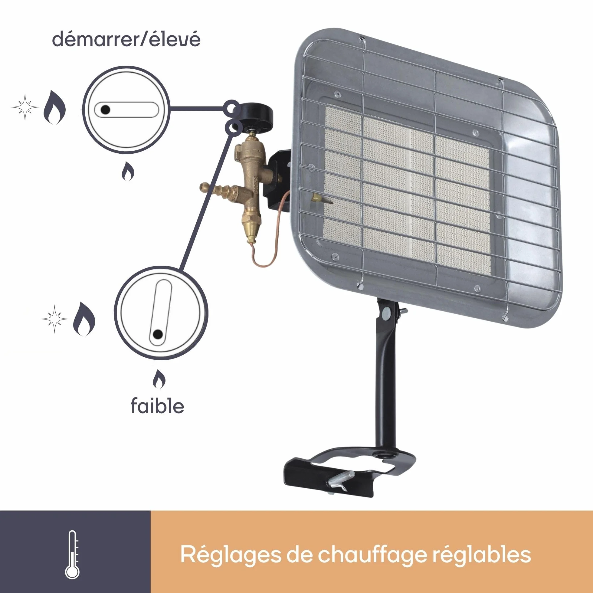 Perel Chauffage radiant au gaz 4500 W butane propane