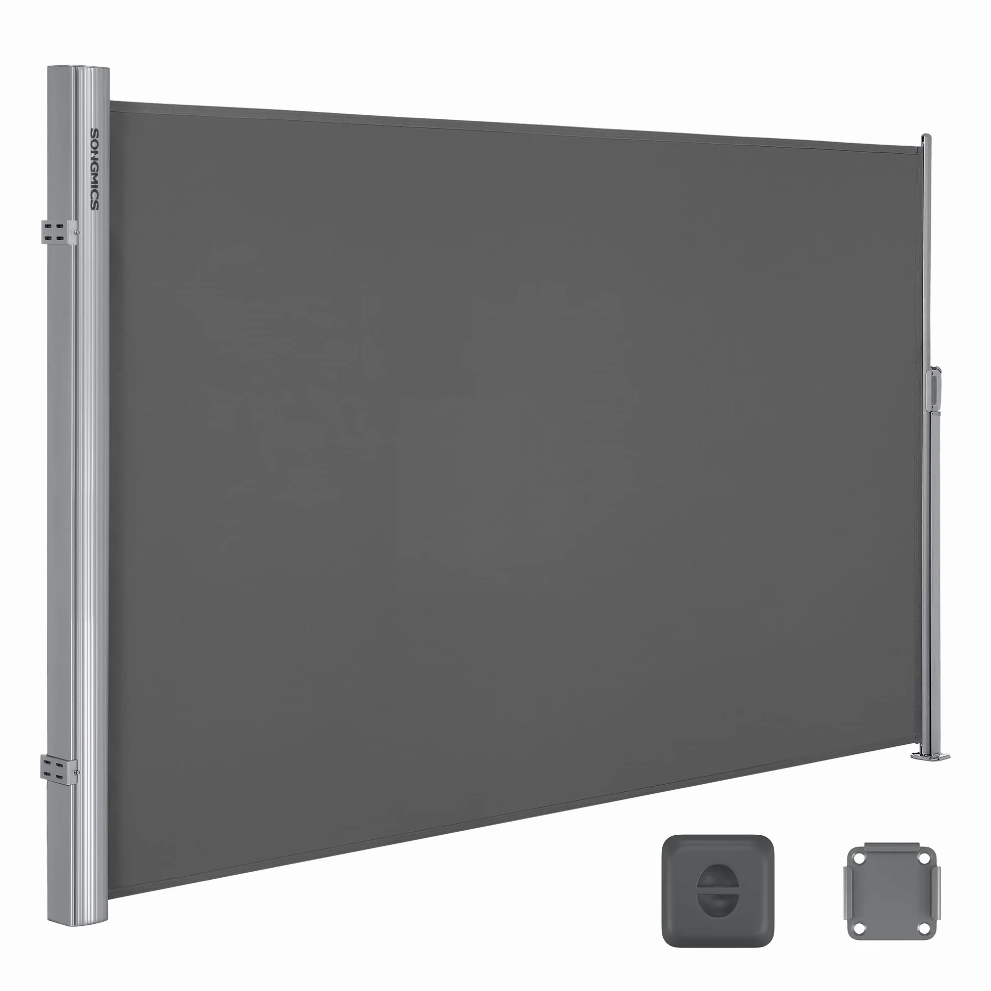 SONGMICS Store Latéral Aluminium Extensible 200x400 cm Brise-Vue Protection Solaire Occultant Balcon Terrasse Jardin Anthracite