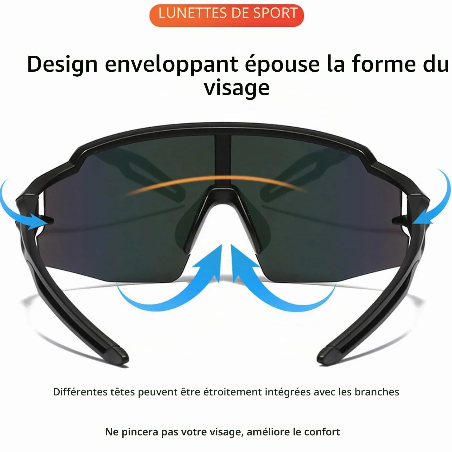 lunettes de vélo pour homme et femme, Anti-UV vélo de route Pour activités de plein air Comme le cyclisme, la course l'escalade la conduite la pêche