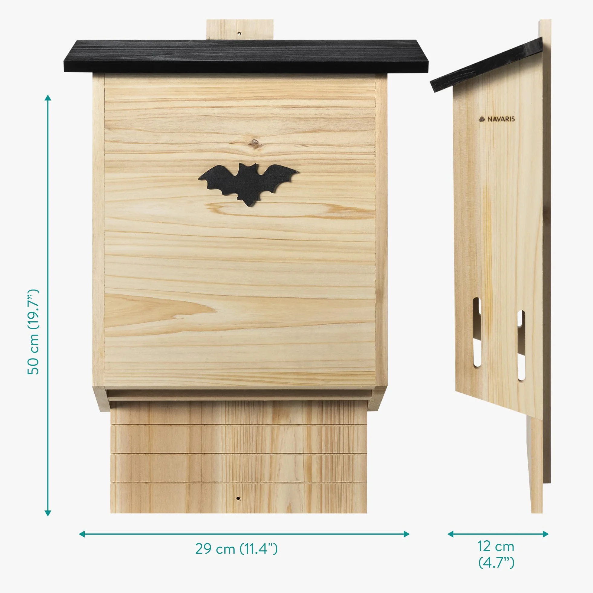 Navaris Nichoir Chauve-Souris en Bois 29 x 12 x 50 cm Maison Cabane Abri Extérieur
