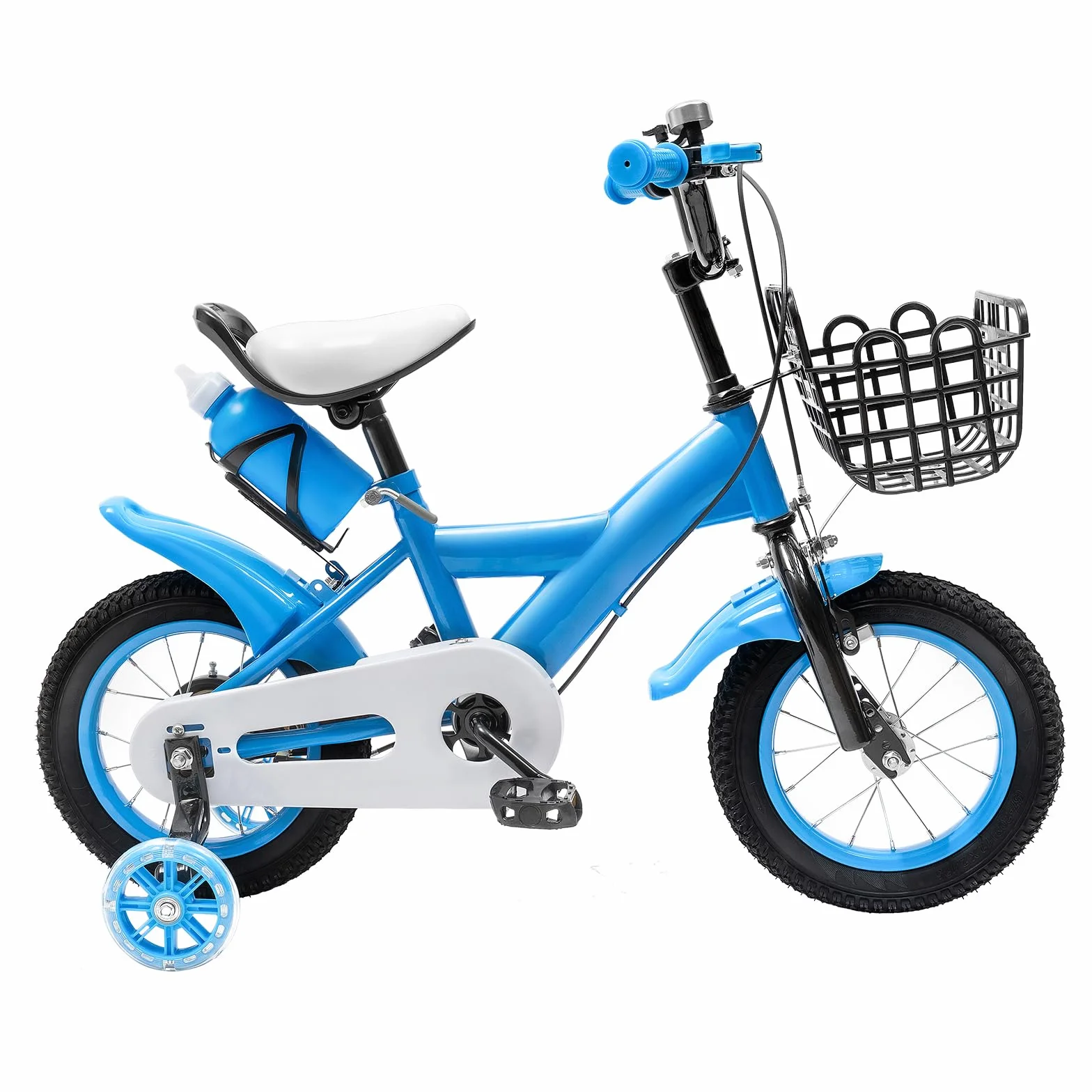 Velo Enfant 3 Ans, Velo Enfant 4 Ans, Velo 12 Pouces, avec Cadre Acier Carbone, Double Frein, Selle Réglable et Roues Stabilisatrices, Capacité 40kg, Vélo Enfant pour 2-4 Ans