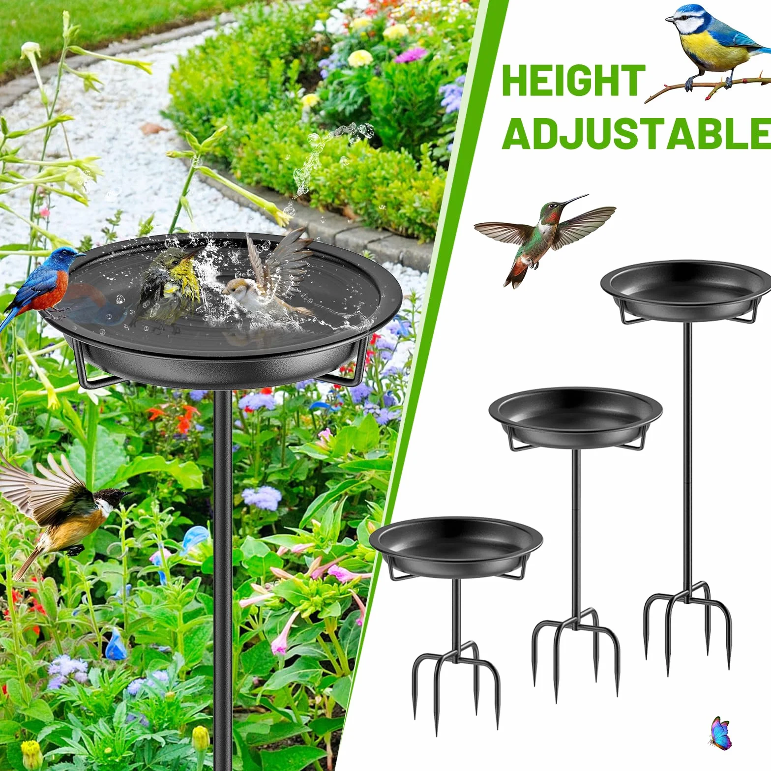 Bain d'oiseaux Abreuvoir Exterieur Fonte Hauteur 92cm Noir