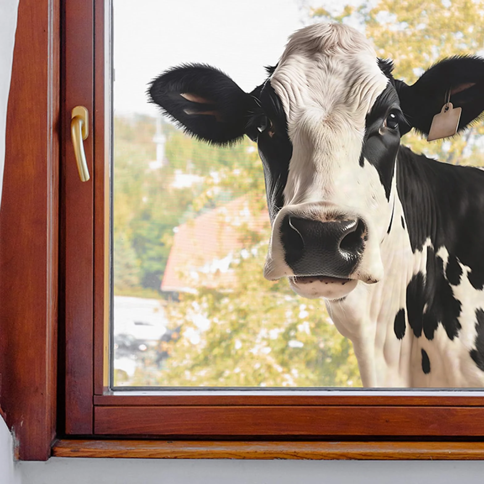 Autocollants Vache 3D 39x39cm Stickers Fenetre Animaux Pour Salon Chambre Voiture