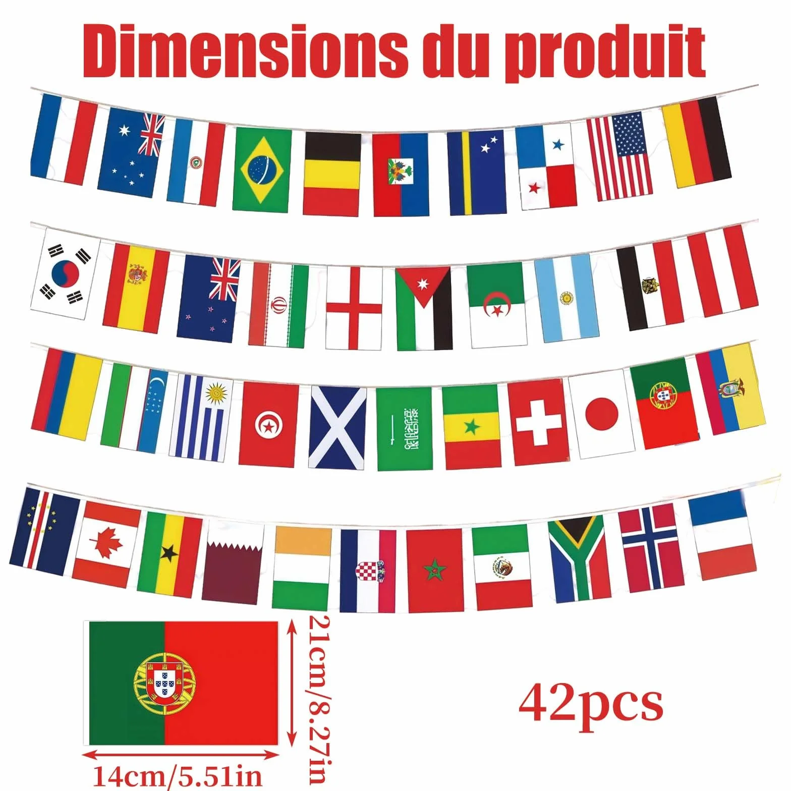 Coupe Du Monde,Guirlande 48 Pays Drapeaux Monde 14x21cm Banderole Décoration Supporters Match Jardin Bar Fête Football Wm De Football 2026 Fussball Wm 2026 Bannière Internationale Extérieur Intérieur