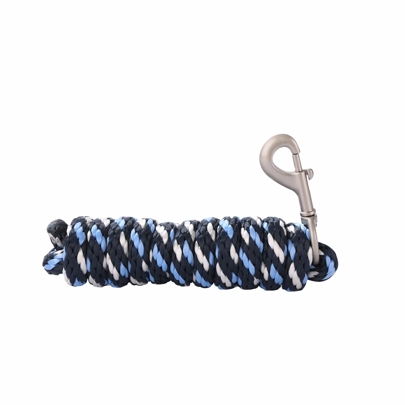 Longe pour cheval - Longe de fixation dans différents designs élégants - Laisse de fixation pour poney, âne, chèvre - Longue maille avec mousquetons (blanc marine, mousqueton)